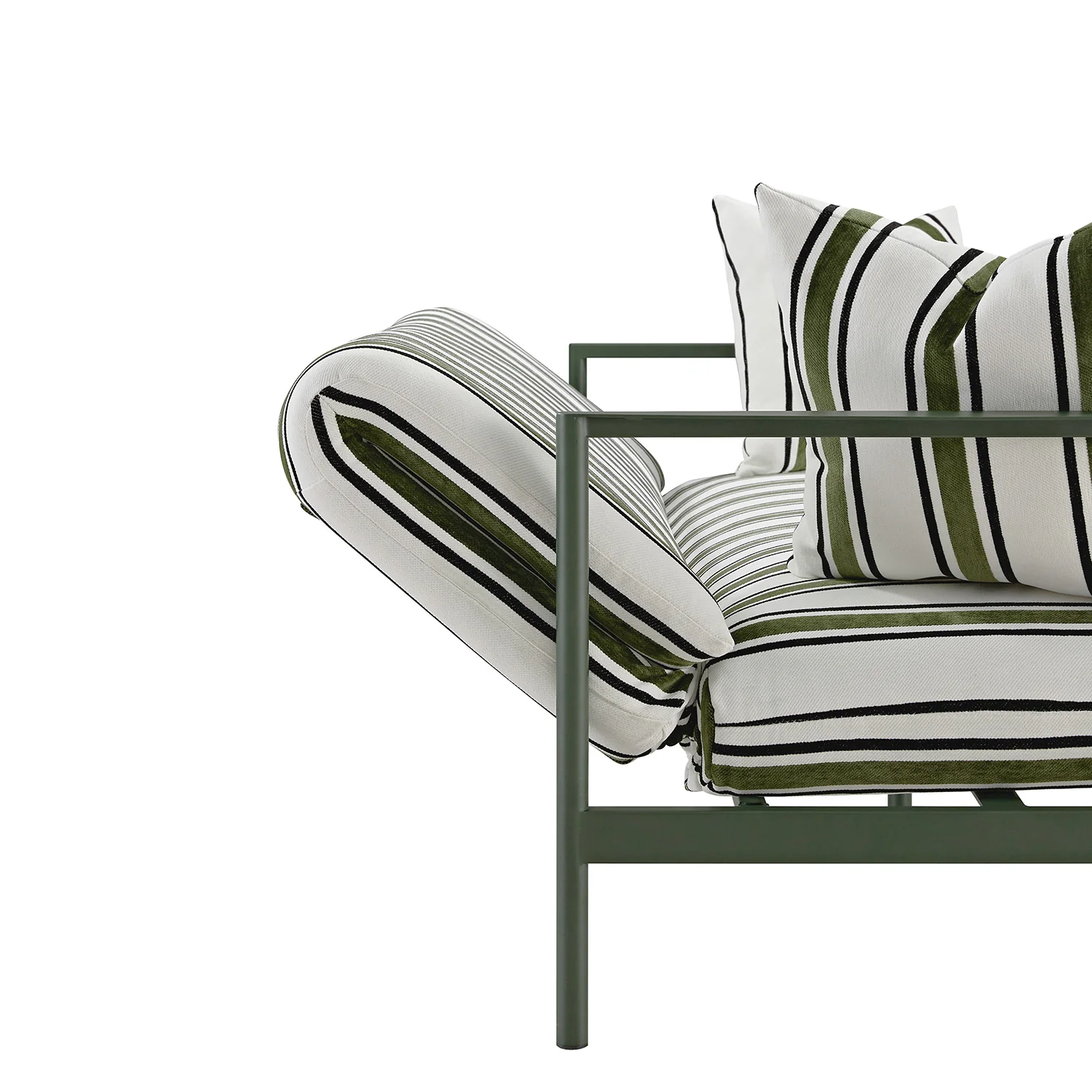 Linea Three Seater Sofa Bed, Forest Green Striped Chenille - Image 12