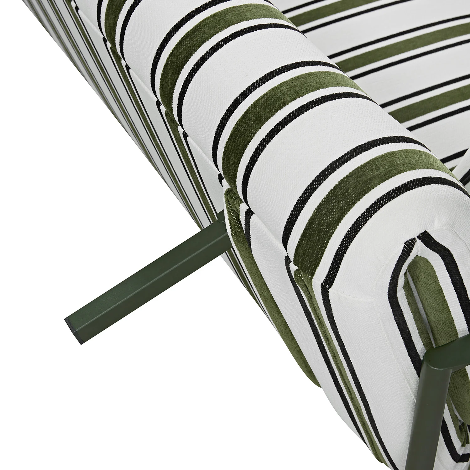 Linea Three Seater Sofa Bed, Forest Green Striped Chenille - Image 14