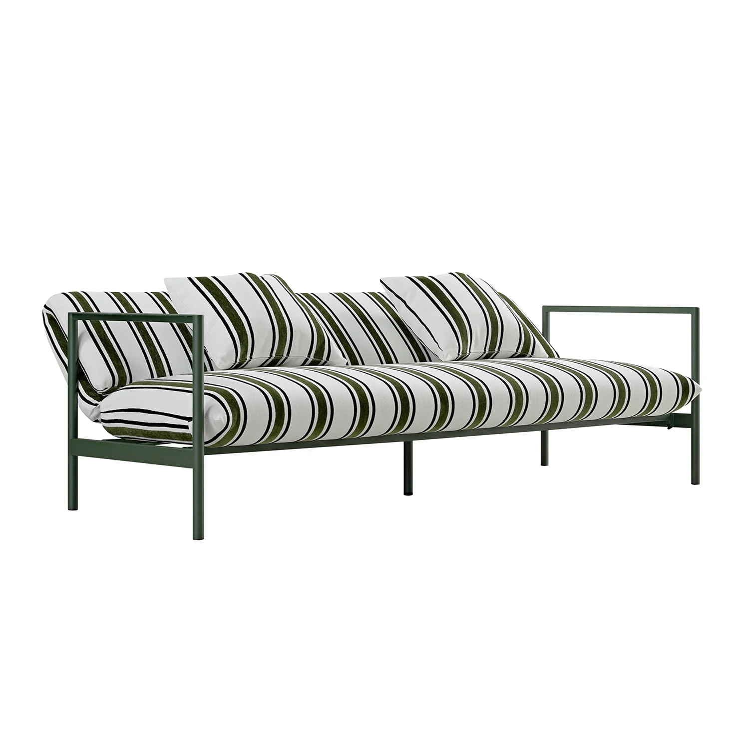 Linea Three Seater Sofa Bed, Forest Green Striped Chenille - Image 4