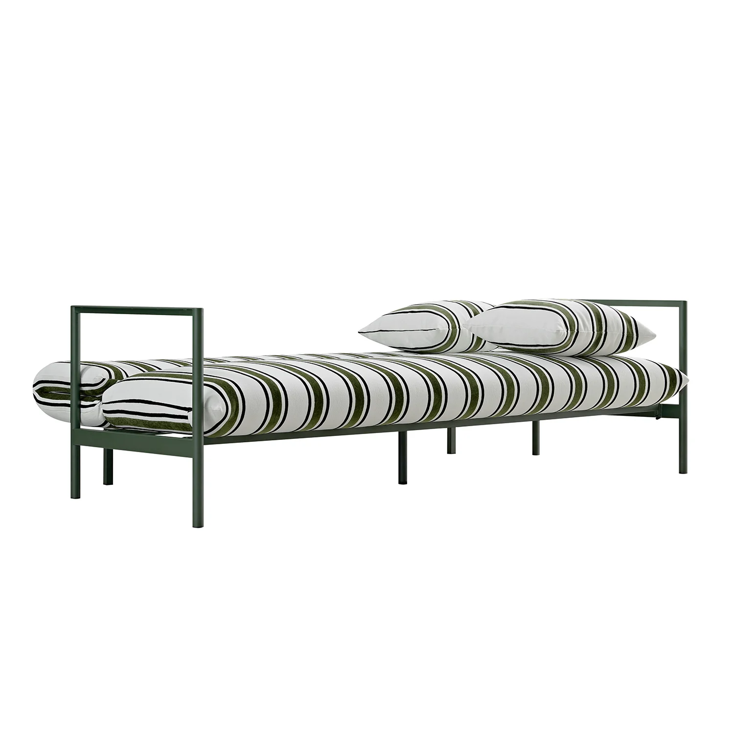 Linea Three Seater Sofa Bed, Forest Green Striped Chenille - Image 5