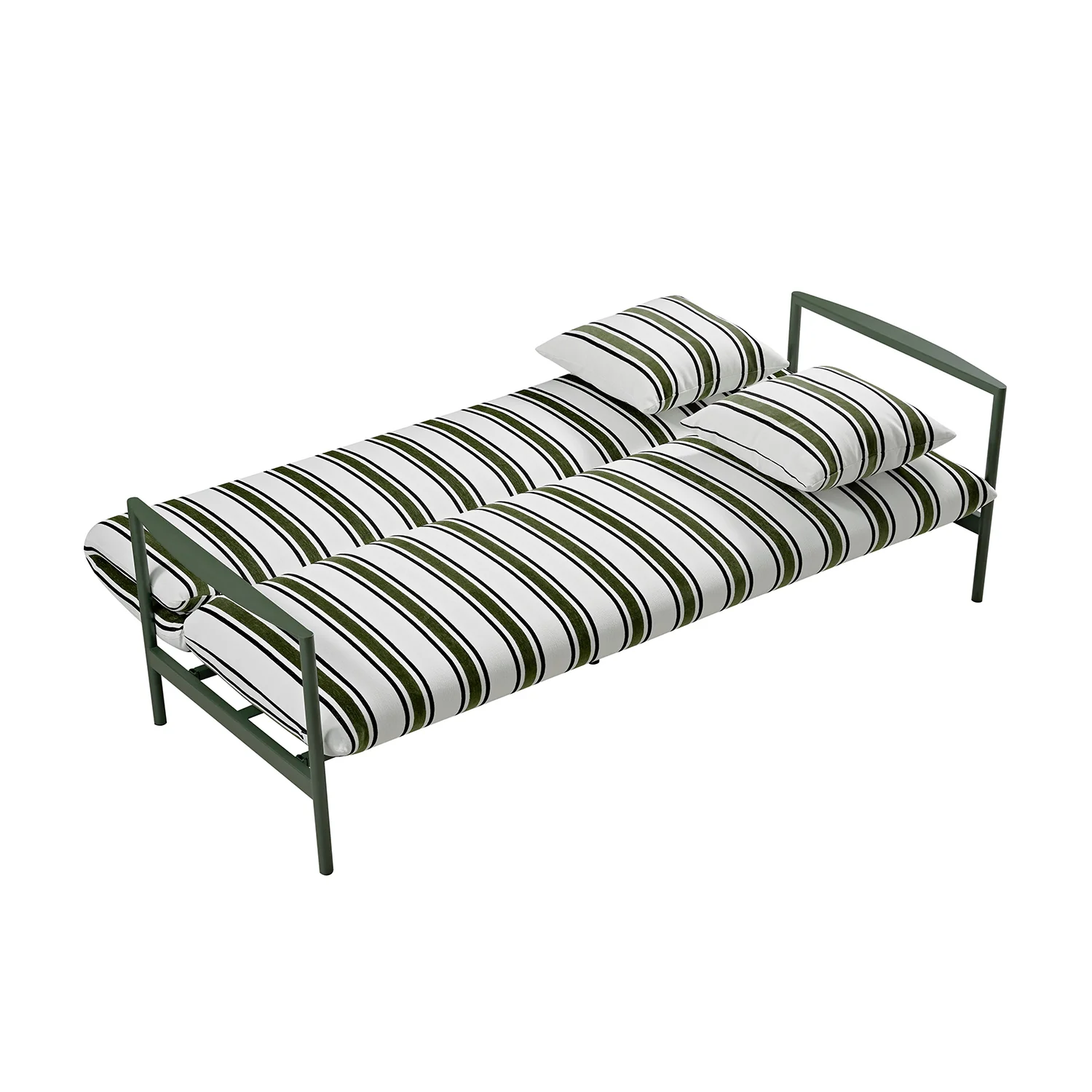 Linea Three Seater Sofa Bed, Forest Green Striped Chenille - Image 6