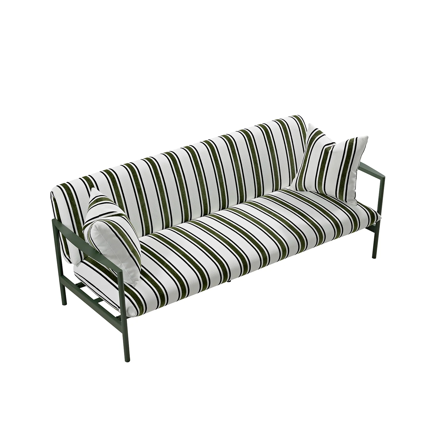 Linea Three Seater Sofa Bed, Forest Green Striped Chenille - Image 7