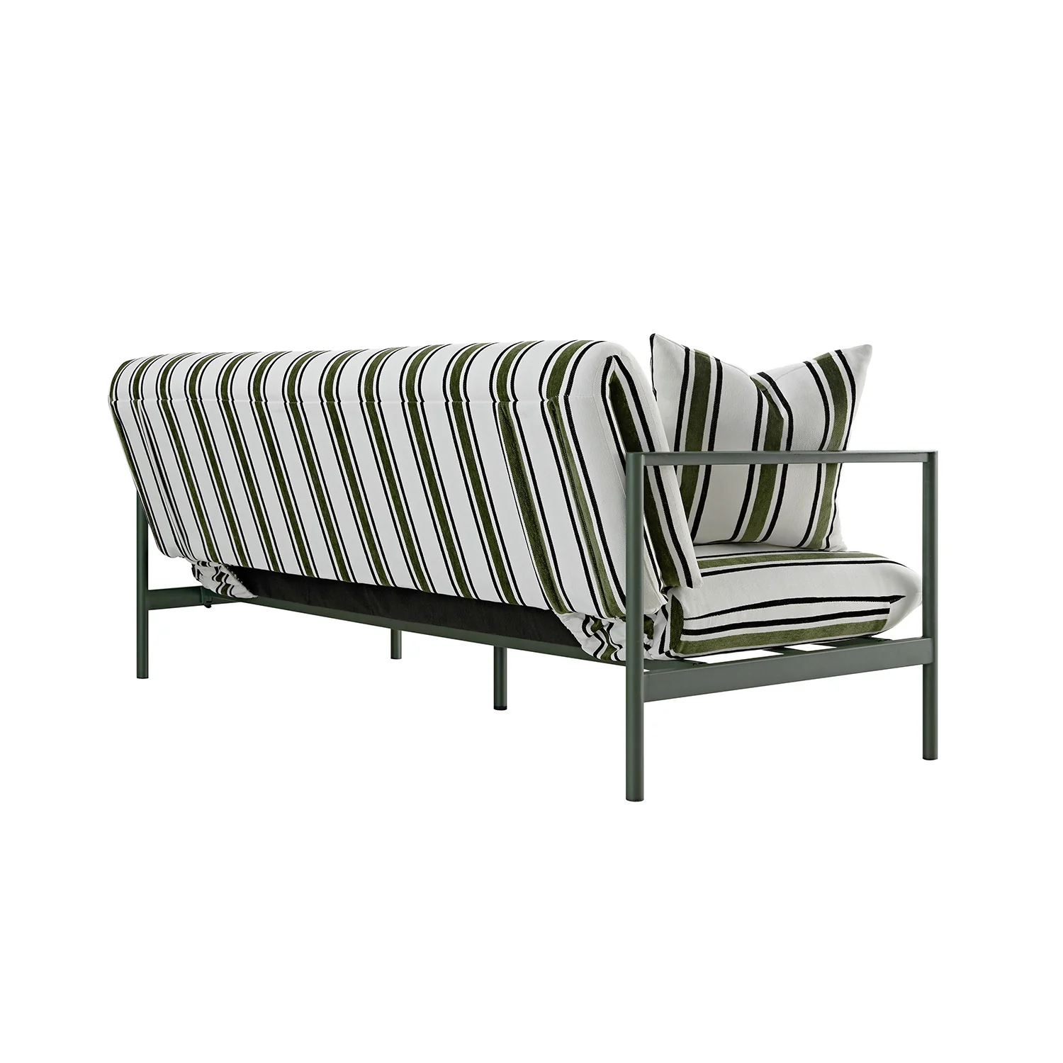 Linea Three Seater Sofa Bed, Forest Green Striped Chenille - Image 9