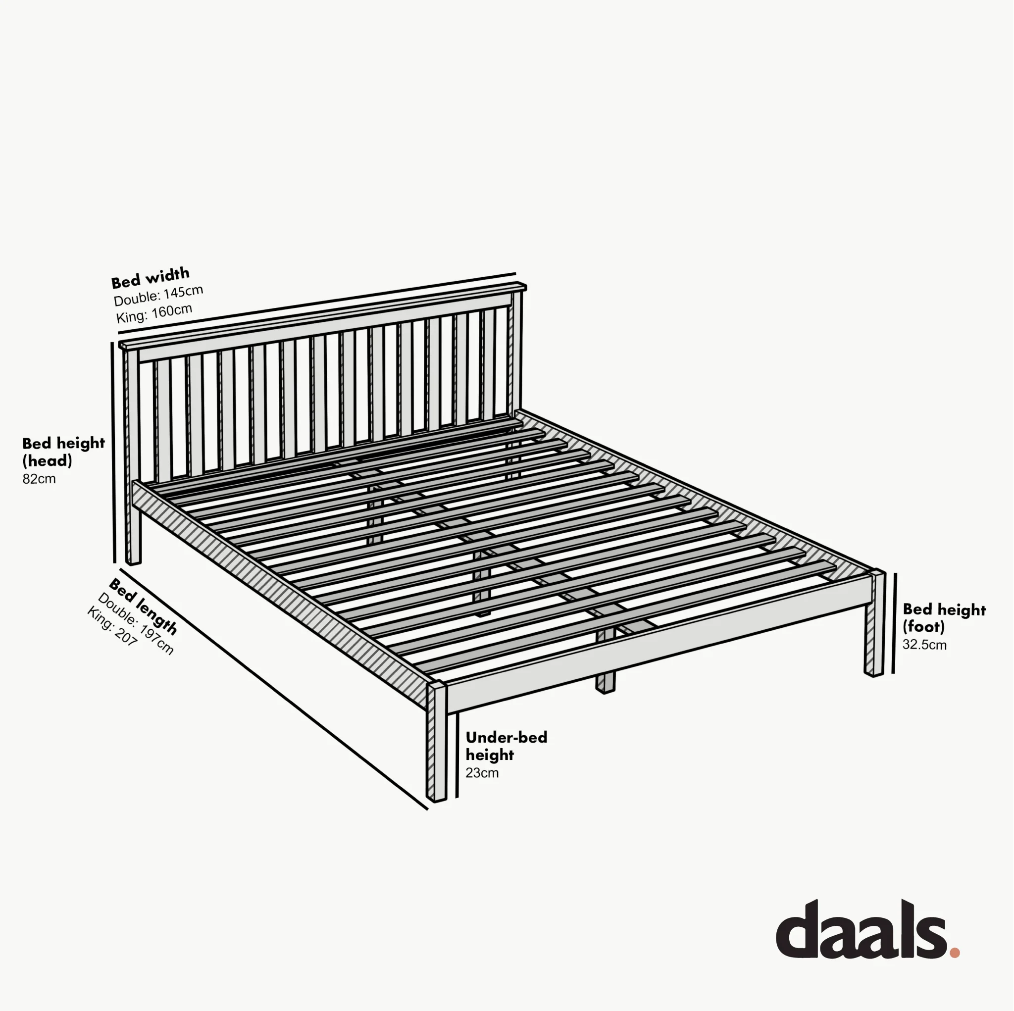 Linnelle Solid Wood Bed Frame in Grey - Image 5