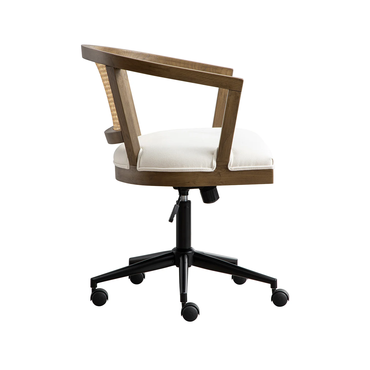Lucia Natural Cane Swivel Desk Chair, Silver Oak - Image 4