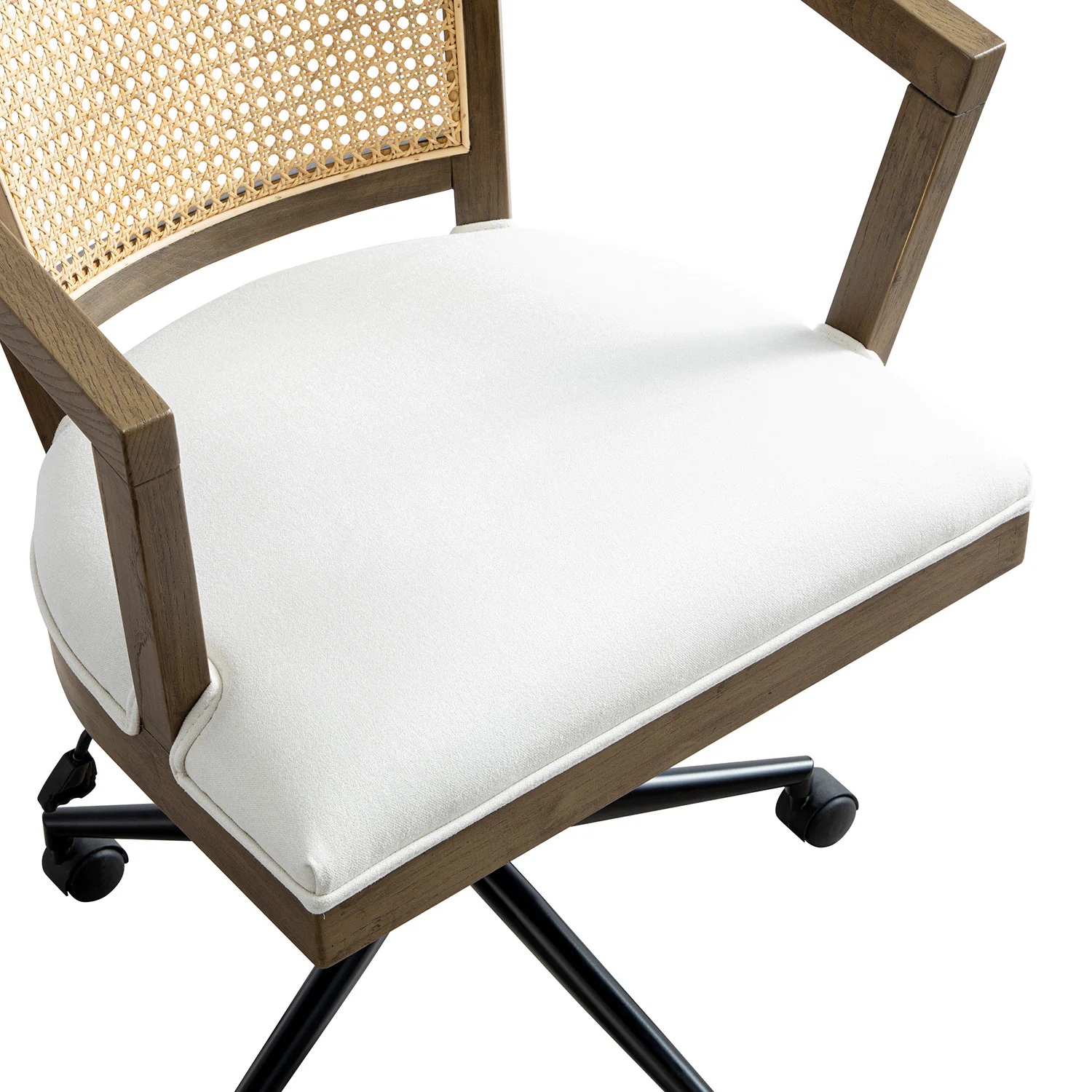 Lucia Natural Cane Swivel Desk Chair, Silver Oak - Image 8