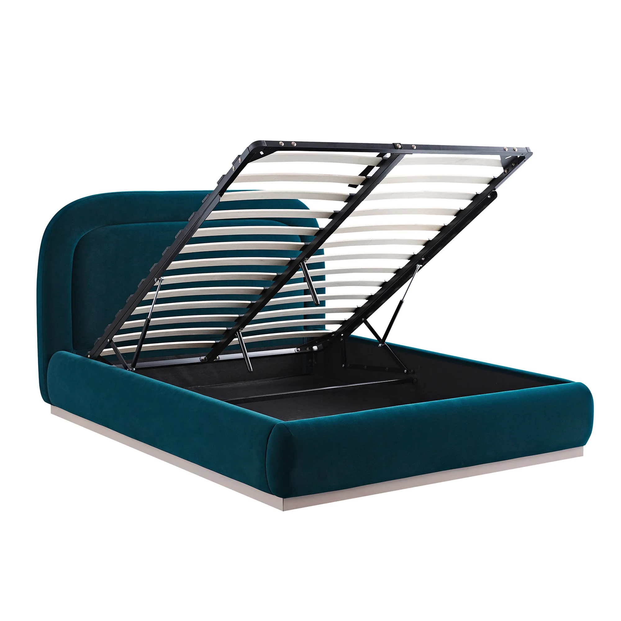 Luella Upholstered Wooden Plinth Base Storage Bed, Teal Velvet - Image 11
