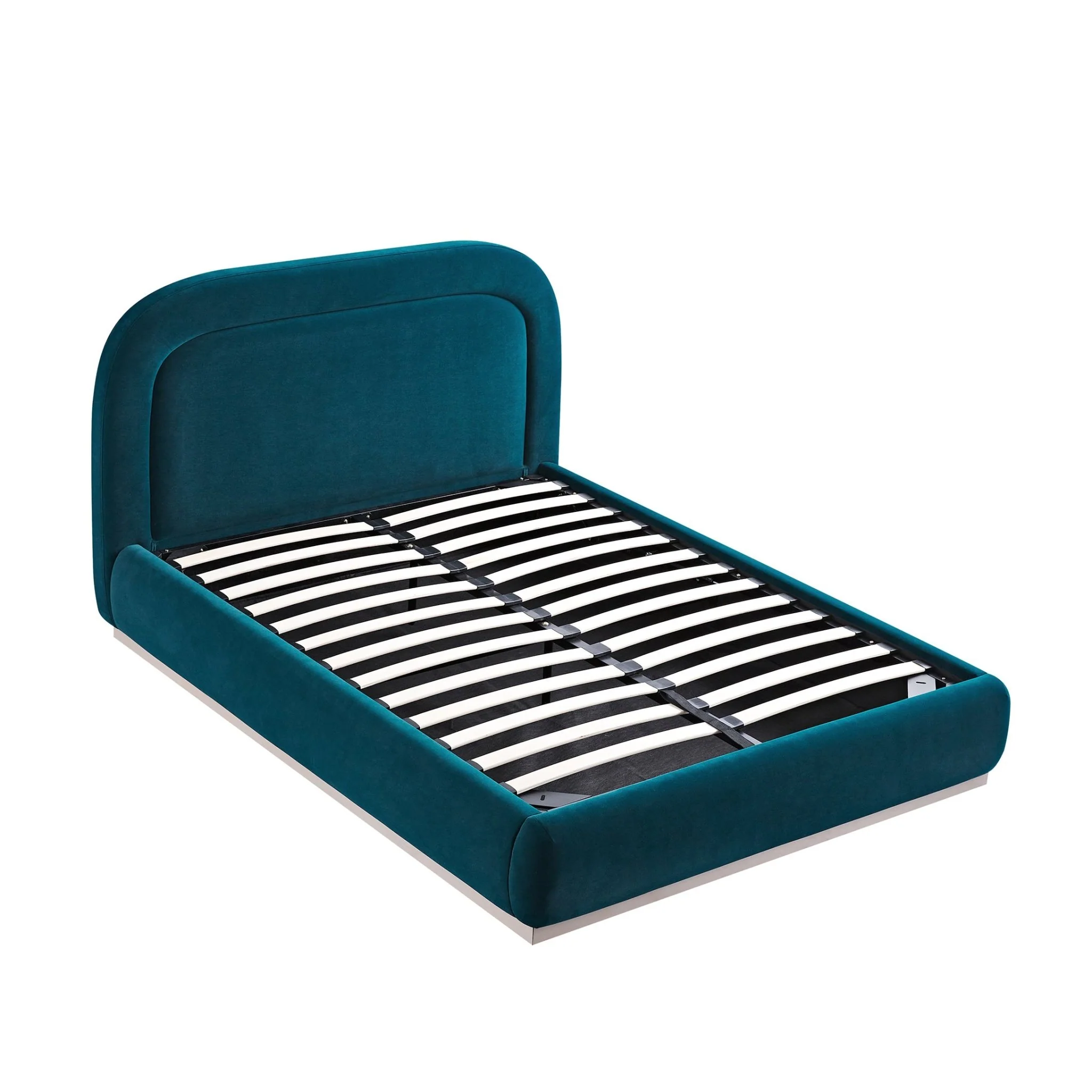 Luella Upholstered Wooden Plinth Base Storage Bed, Teal Velvet - Image 12