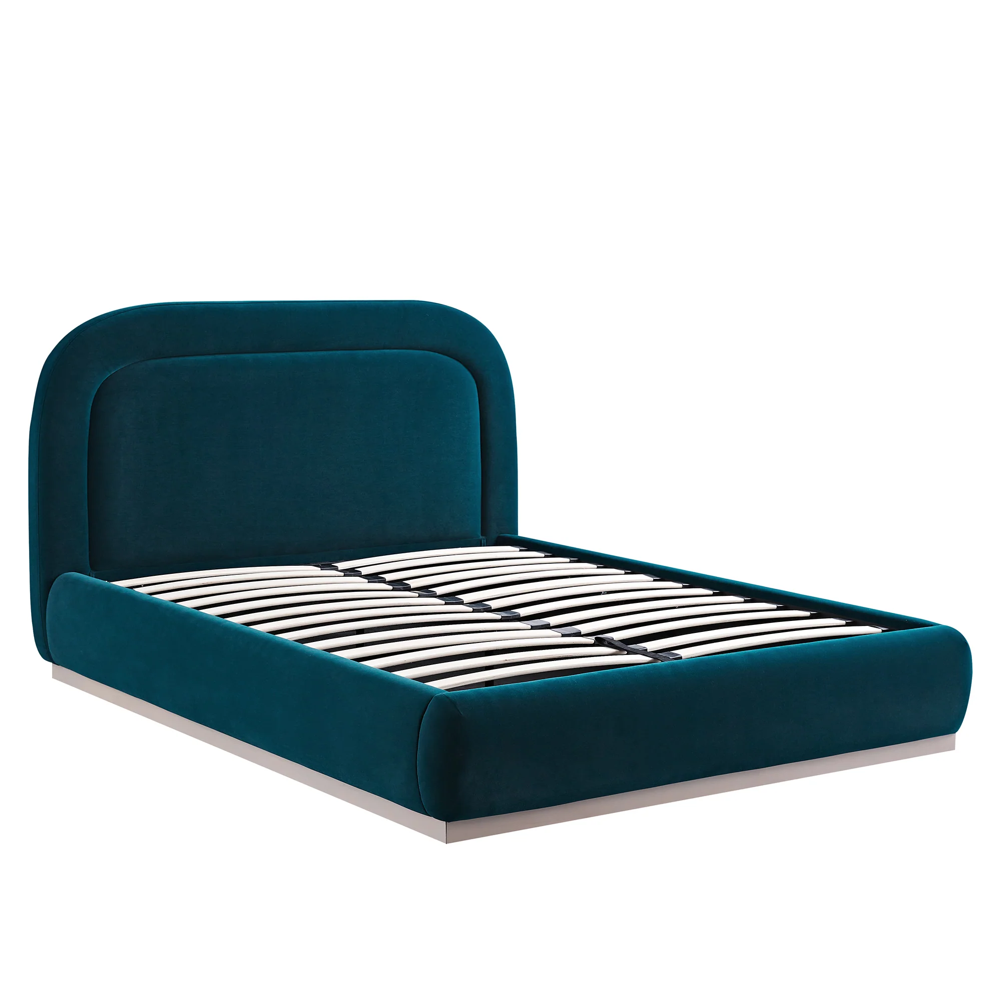 Luella Upholstered Wooden Plinth Base Storage Bed, Teal Velvet - Image 9