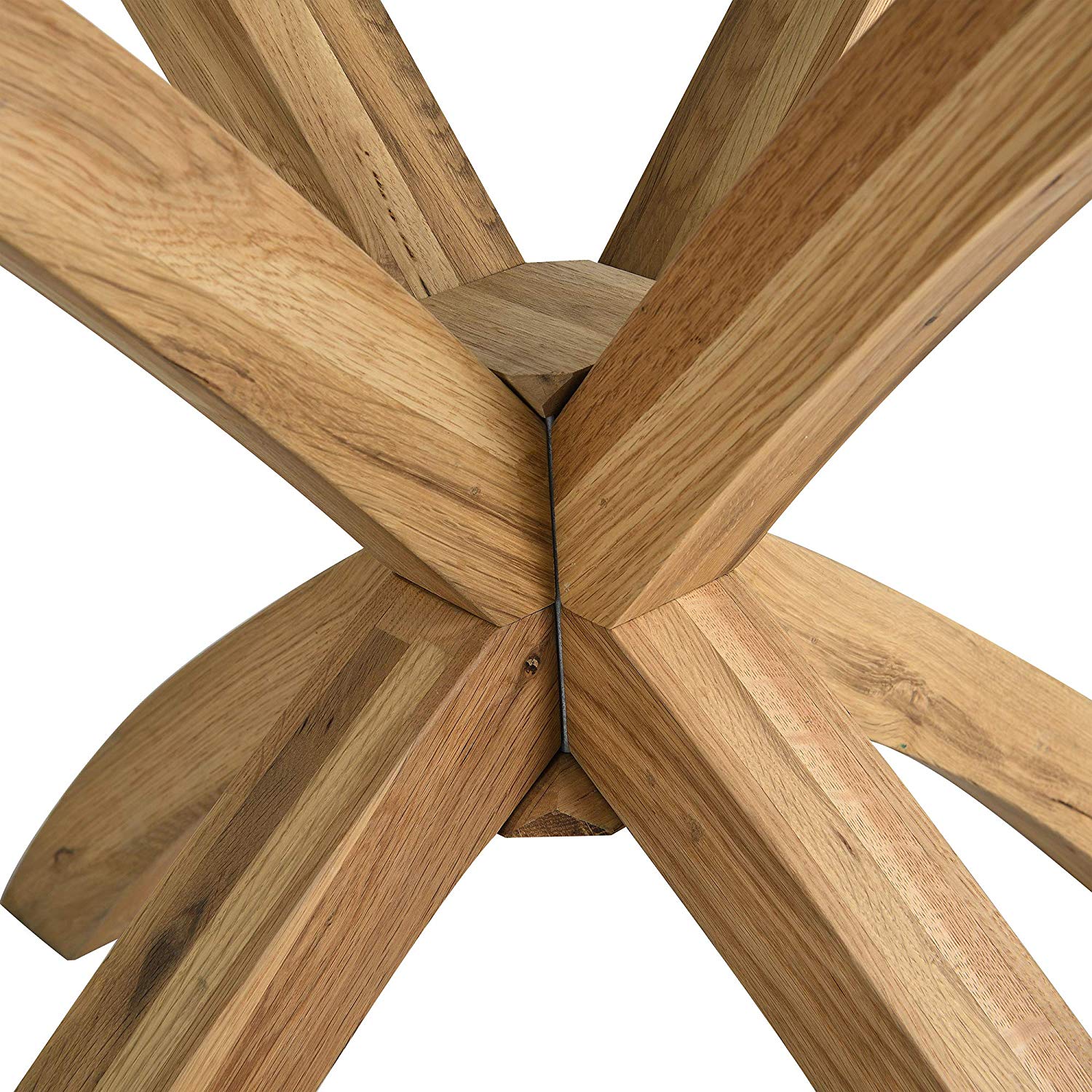 Lugano 110cm Round Glass Top Solid Oak Legs Dining Table - Image 8