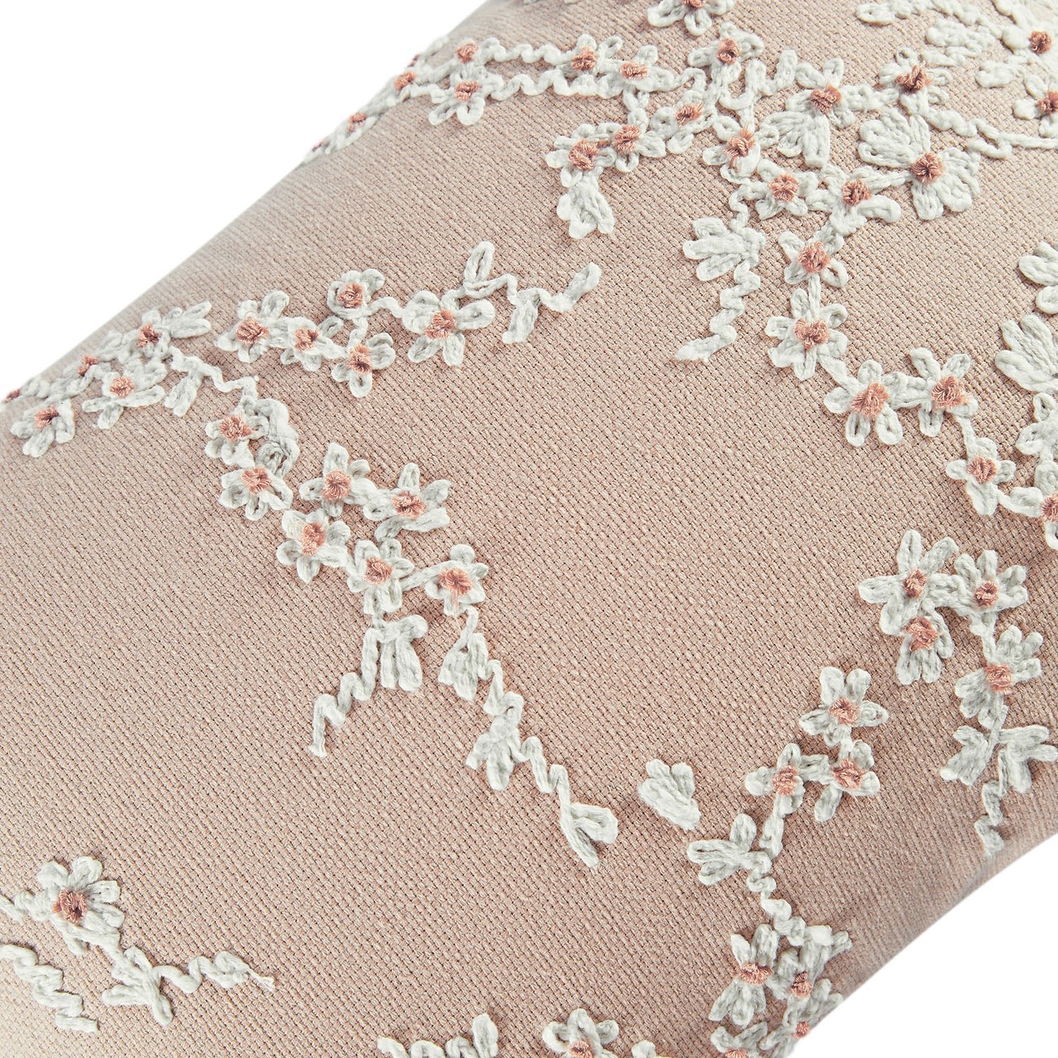 Lula Pink Blossom Embroidered Rectangular Cushion - Image 3