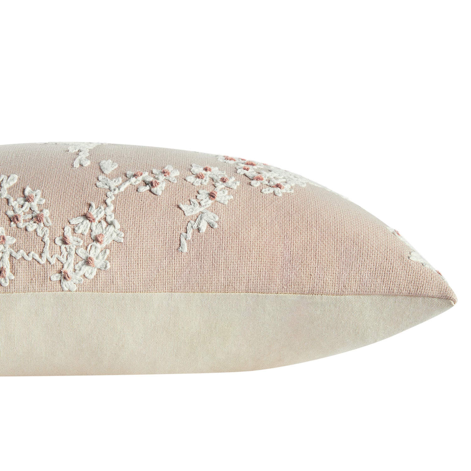 Lula Pink Blossom Embroidered Rectangular Cushion - Image 4