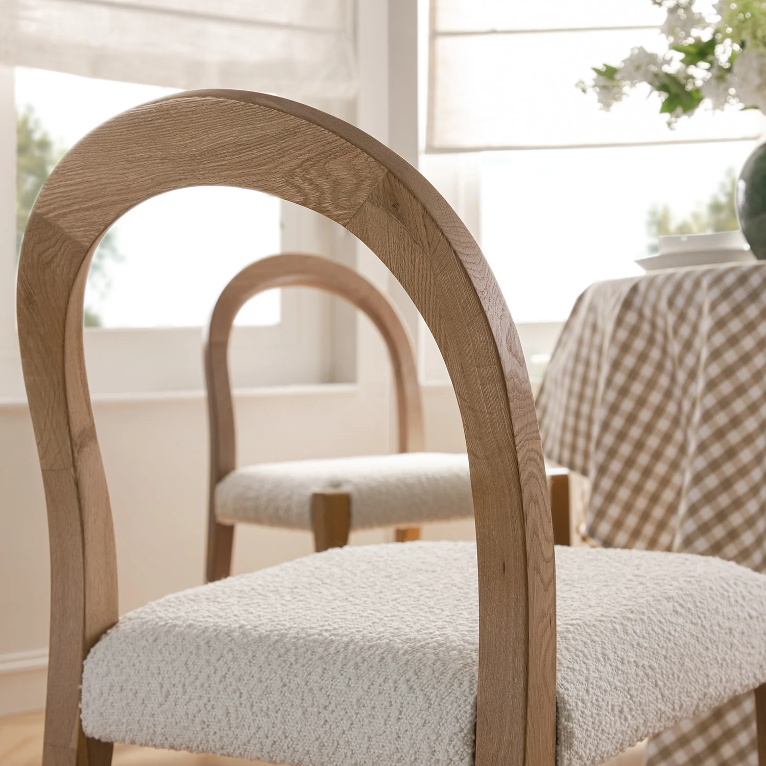 Lumi Dining Chair, Ecru Boucle | Natural Oak Frame - Image 6