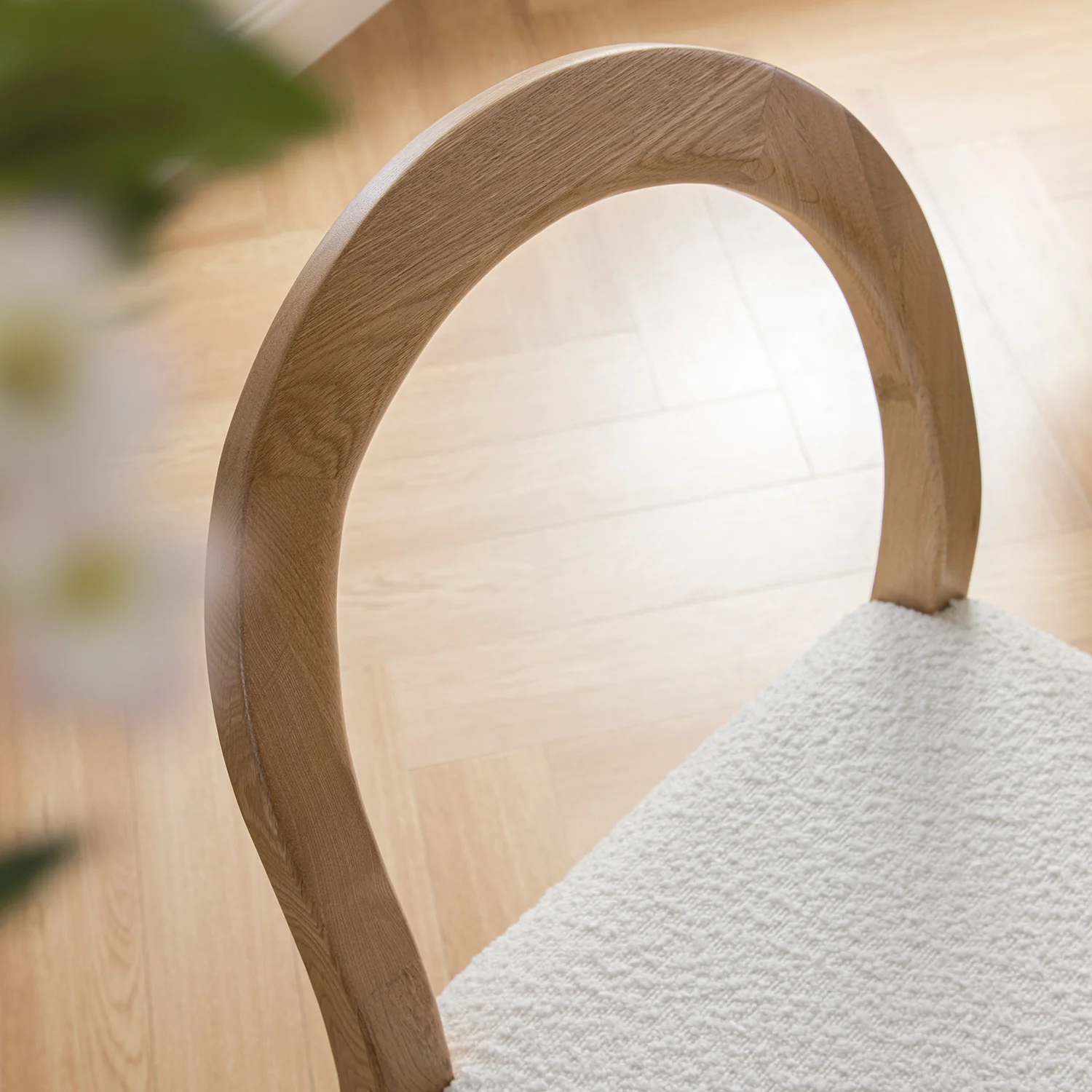 Lumi Dining Chair, Ecru Boucle | Natural Oak Frame - Image 7