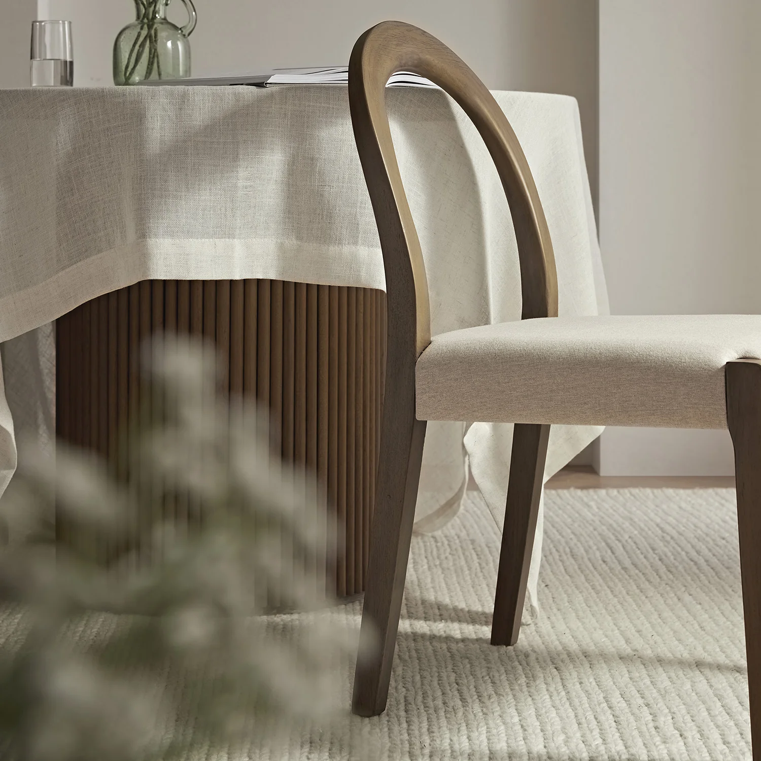 Lumi Dining Chair, Oatmeal Fabric | Silver Oak Frame - Image 3