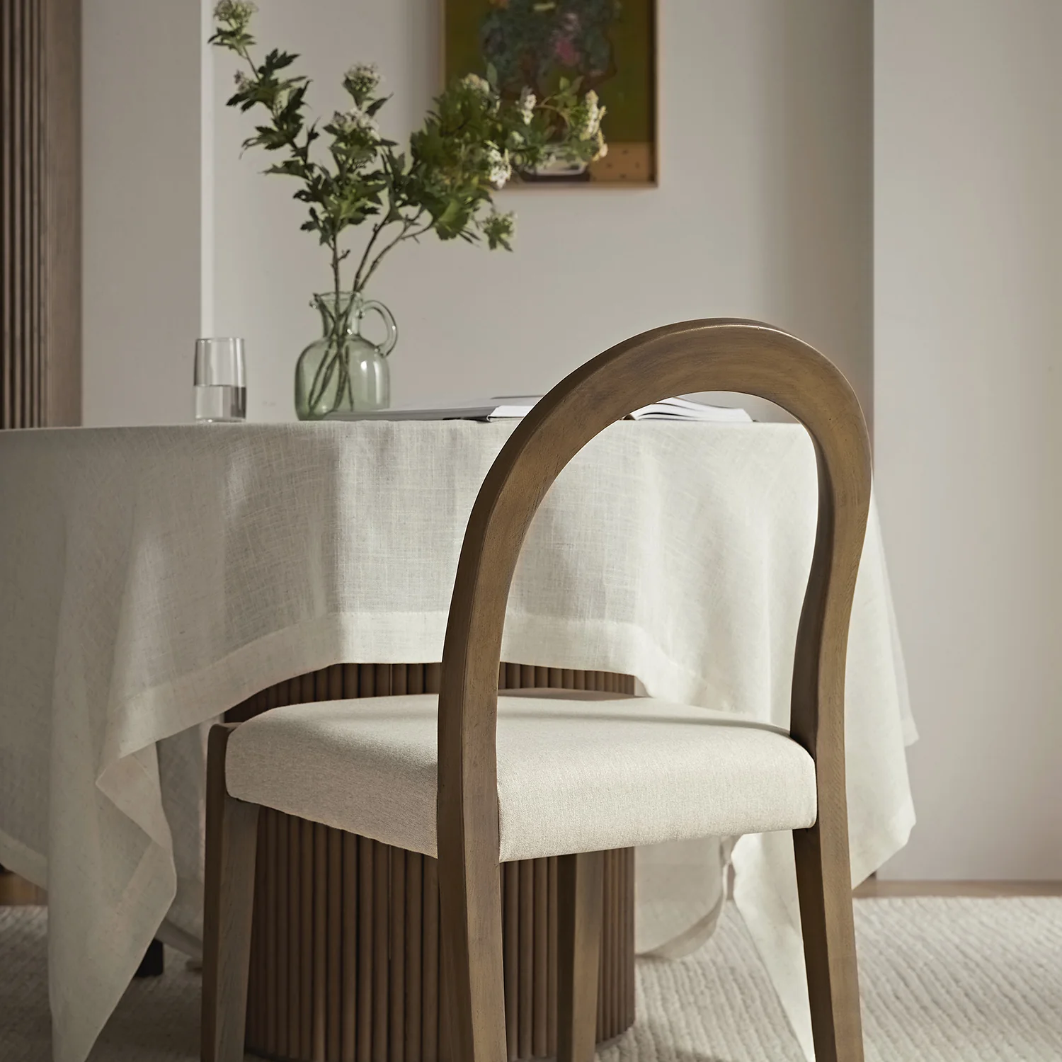 Lumi Dining Chair, Oatmeal Fabric | Silver Oak Frame - Image 5