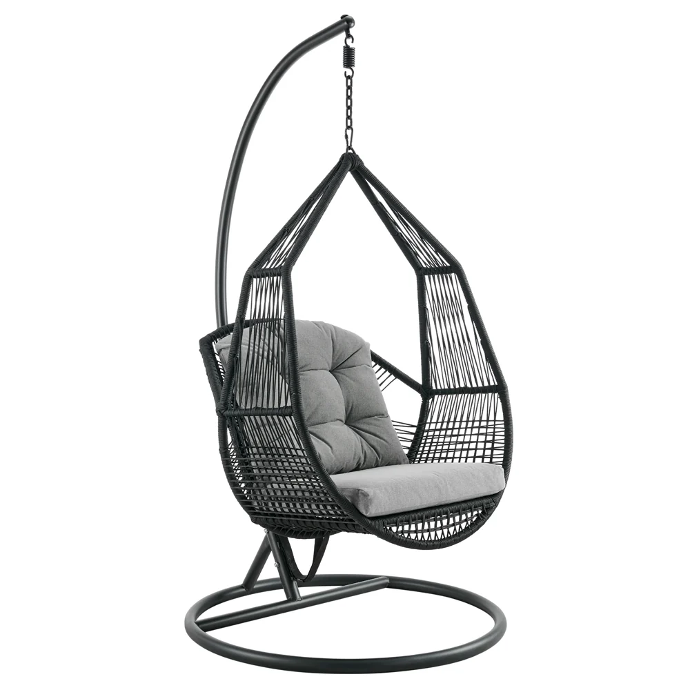 Lydia Geometric Rattan & Rope Mix Indoor Outdoor Hanging Chair - Image 5