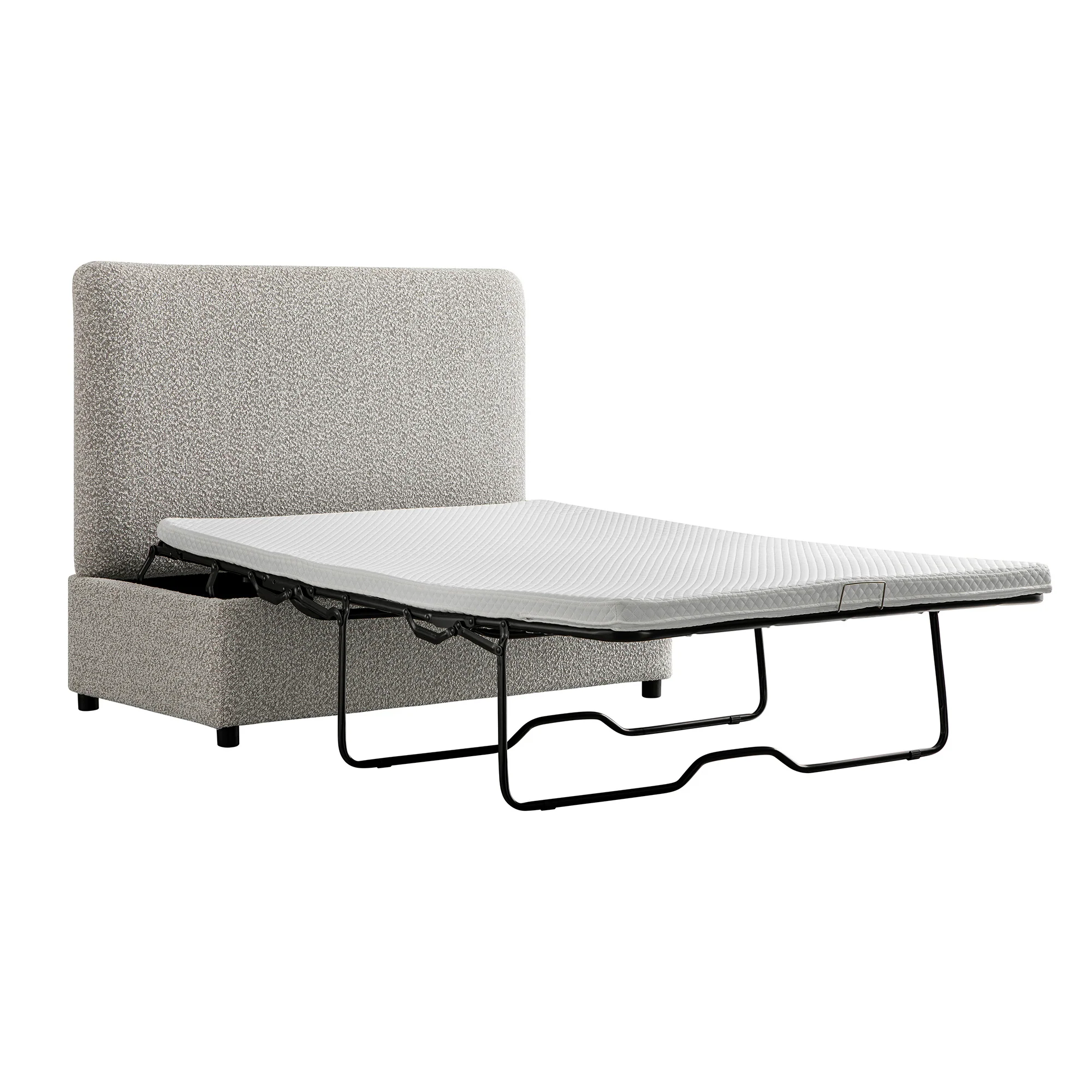 Magda Fold-Out Small Double Bed in an Ottoman, Mist Grey Boucle - Image 5