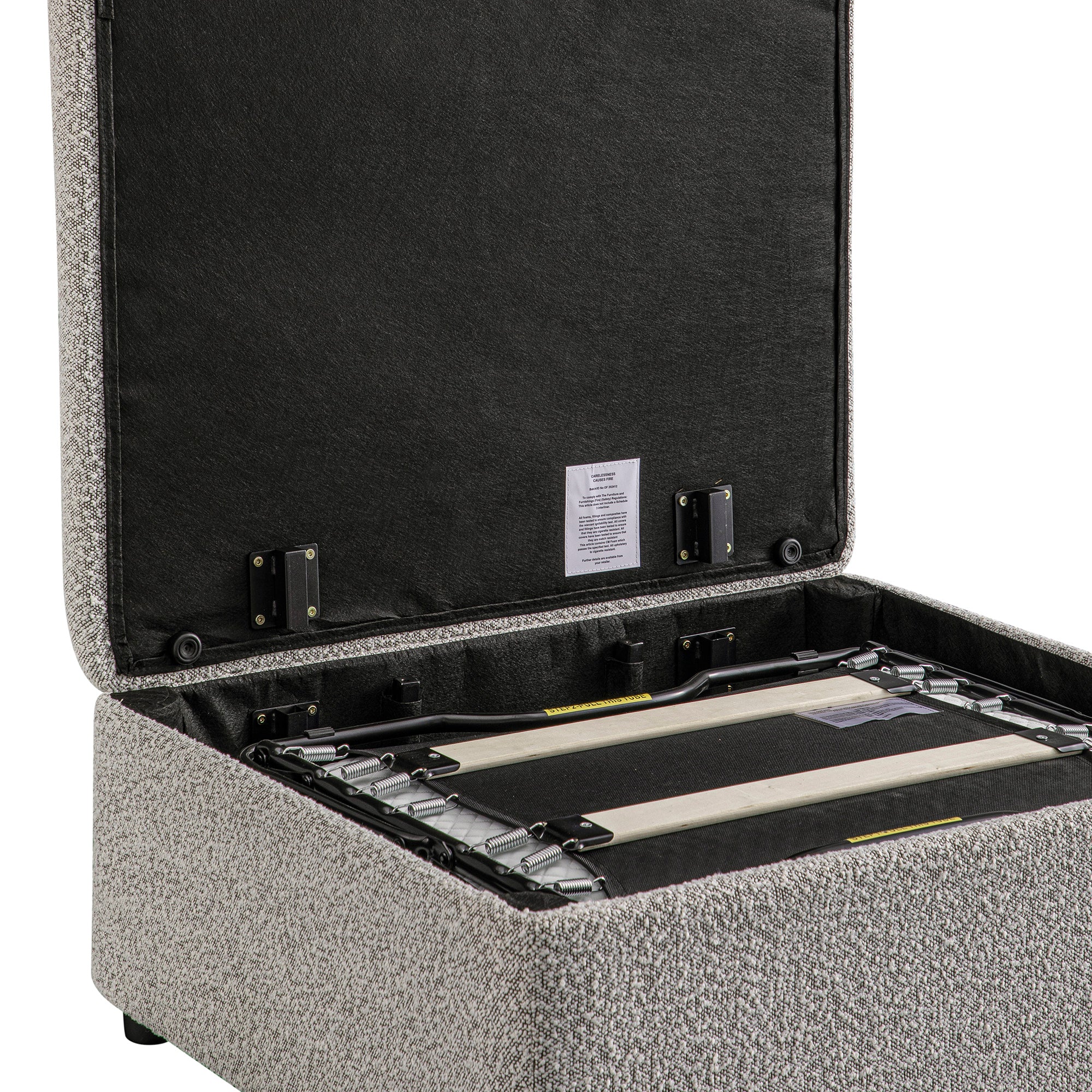 Magda Fold-Out Single Bed in an Ottoman, Mist Grey Boucle - Image 14