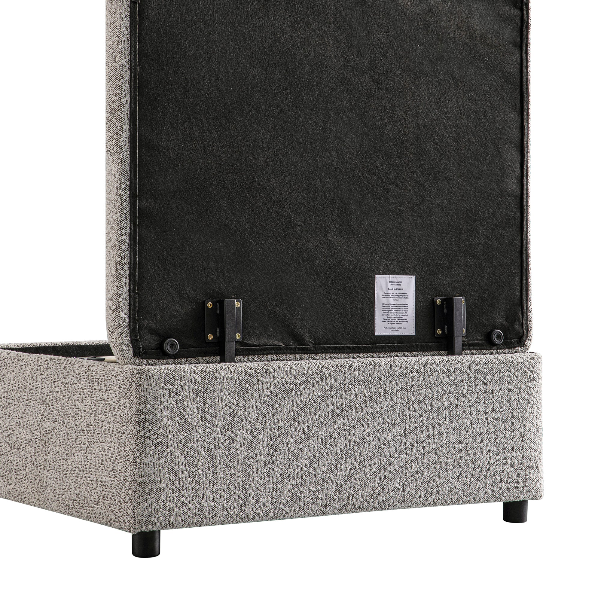 Magda Fold-Out Single Bed in an Ottoman, Mist Grey Boucle - Image 15