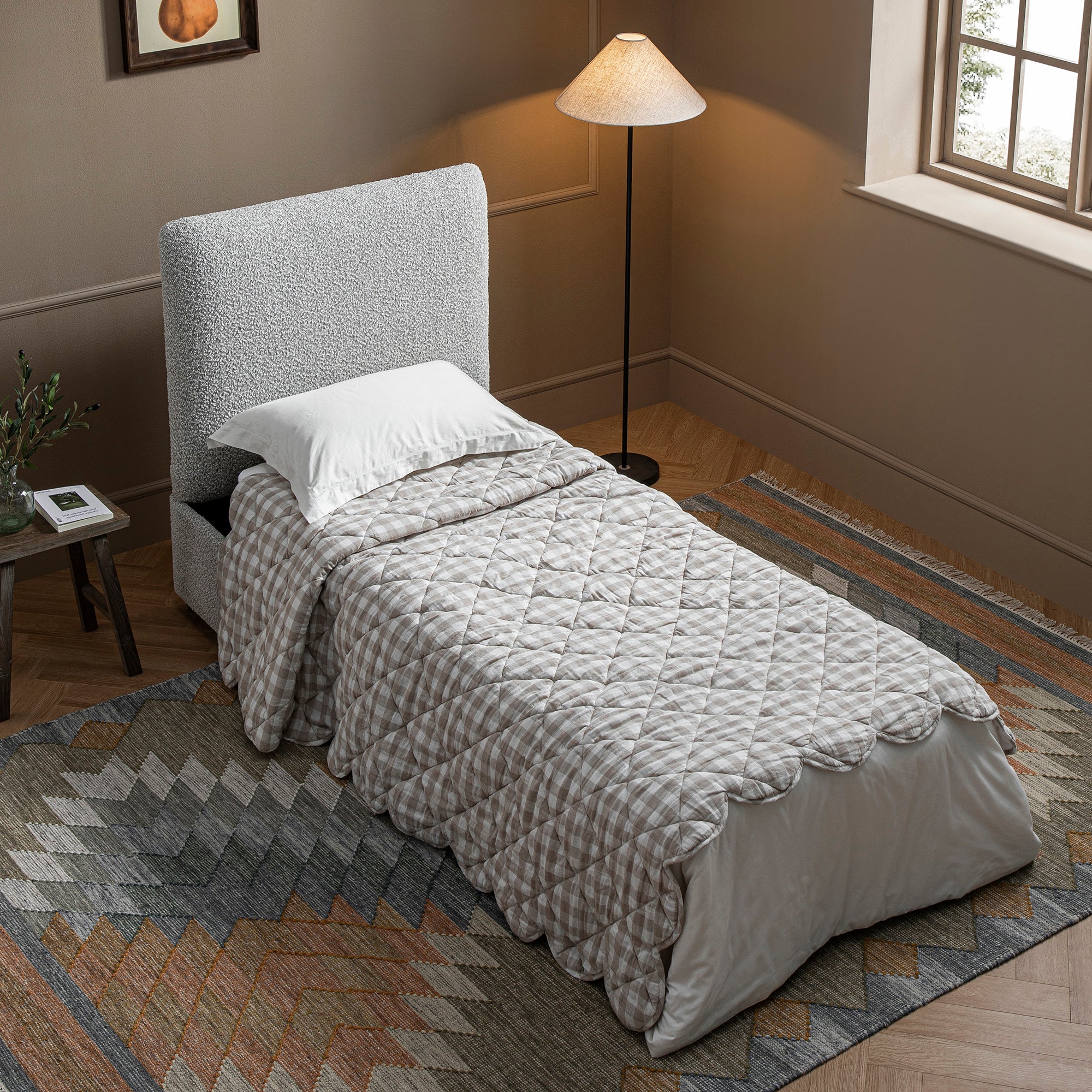 Magda Fold-Out Single Bed in an Ottoman, Mist Grey Boucle - Image 3