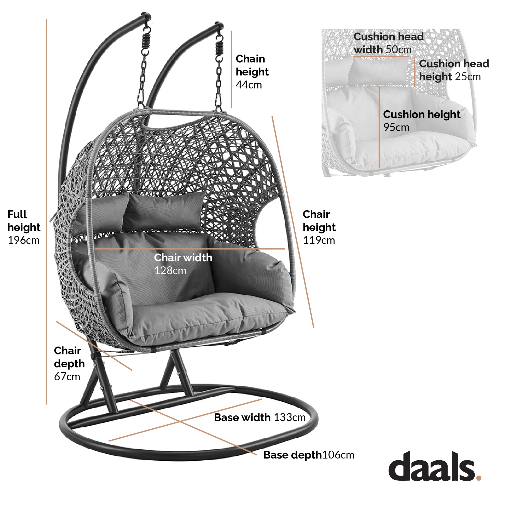 Maren Indoor Outdoor Double Hanging Chair - Image 7