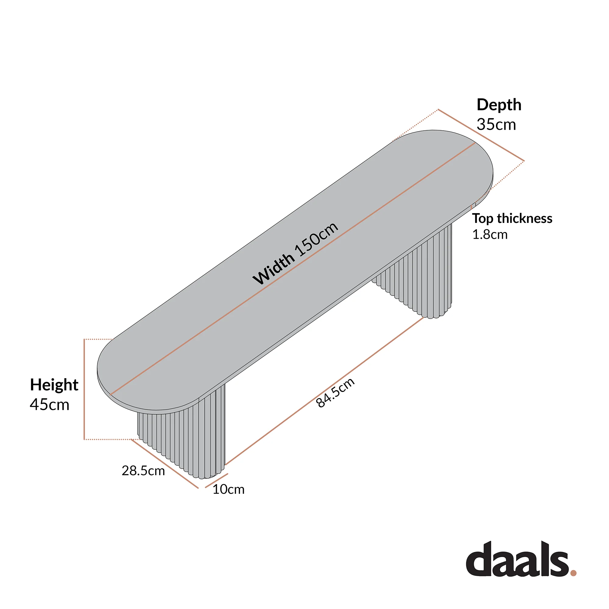 Maru 150cm Dining Bench, Sage Green - Image 3