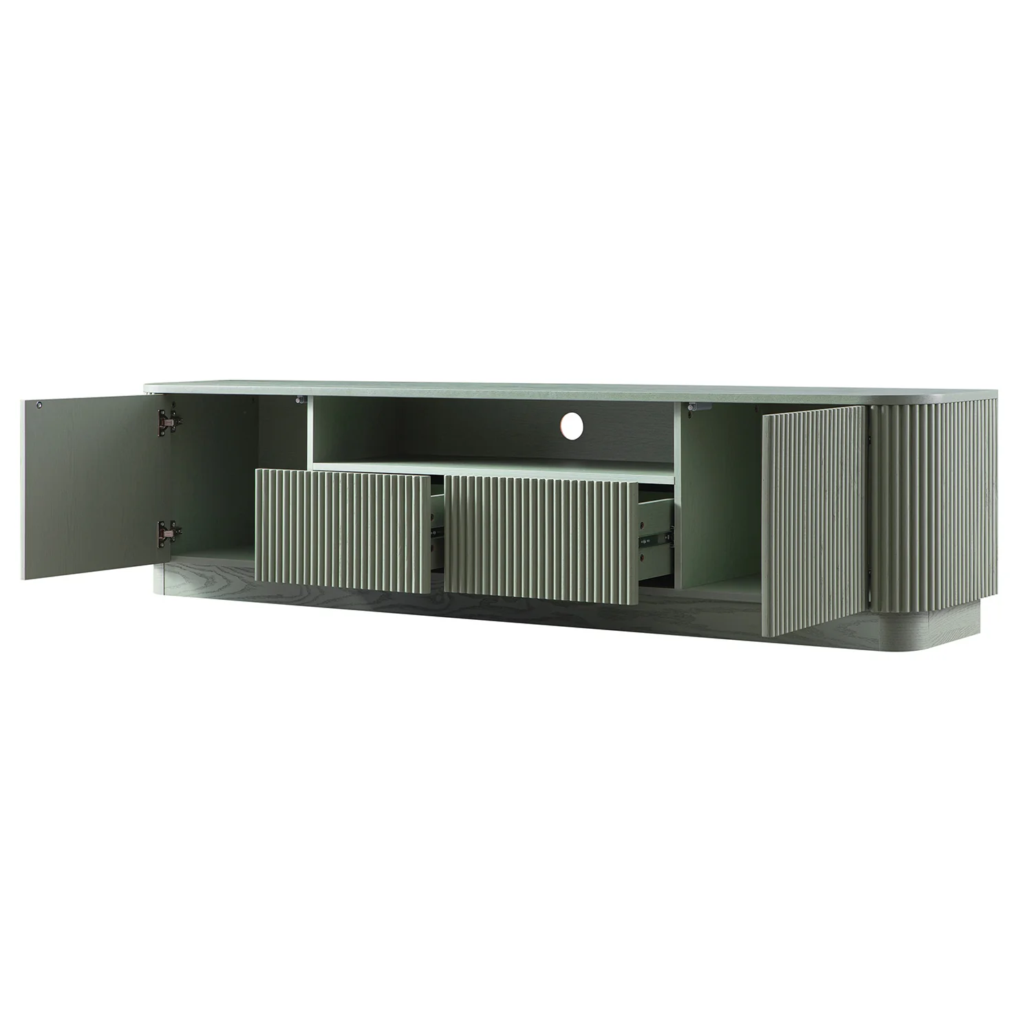 Maru 200cm Wide TV Unit with Drawers, Sage Green - Image 5