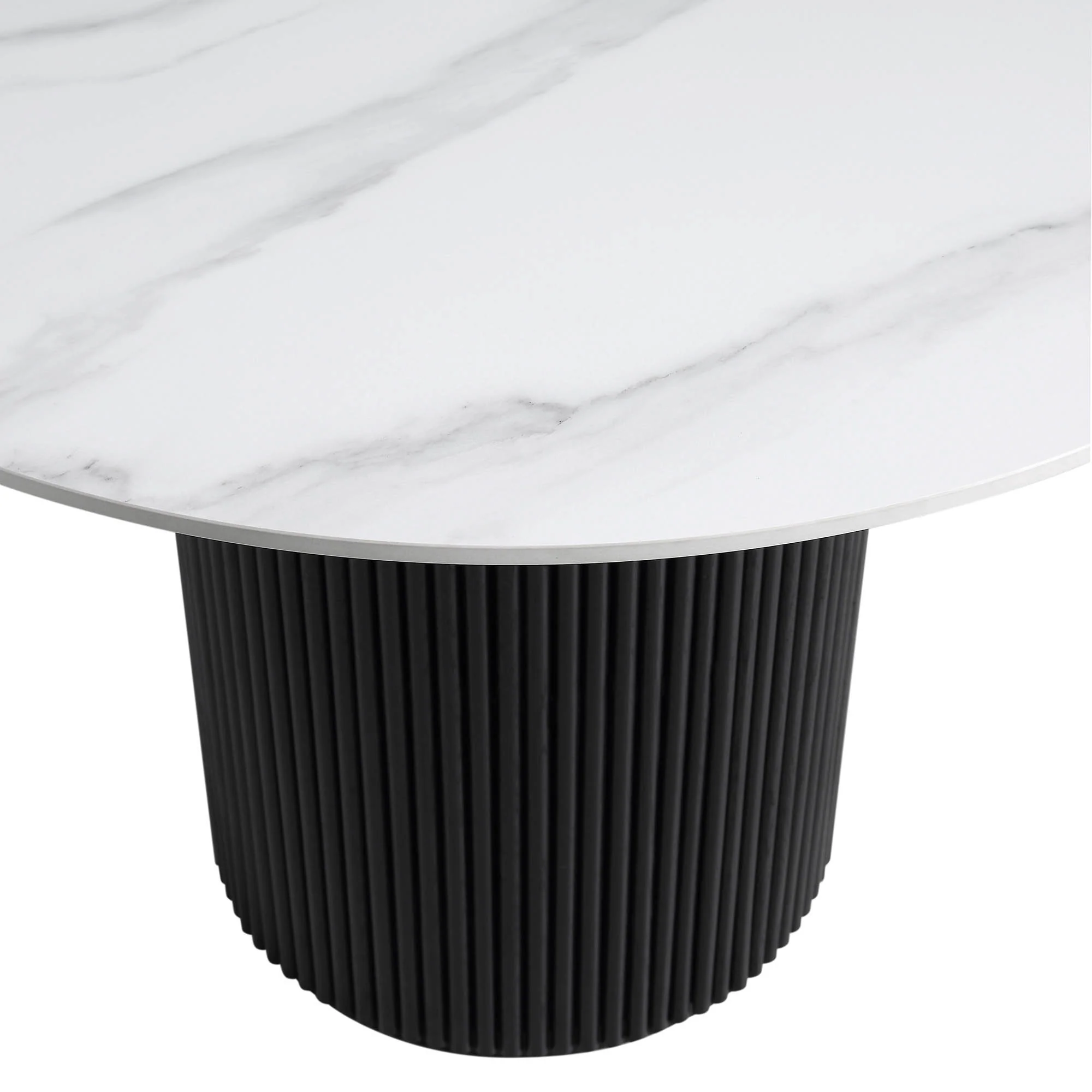 Maru Ceramic Top Black Pedestal Round Dining Table - Image 7