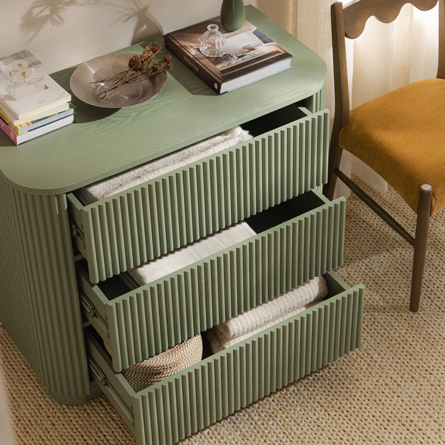 Maru Chest of 3 Drawers, Sage Green - Image 3