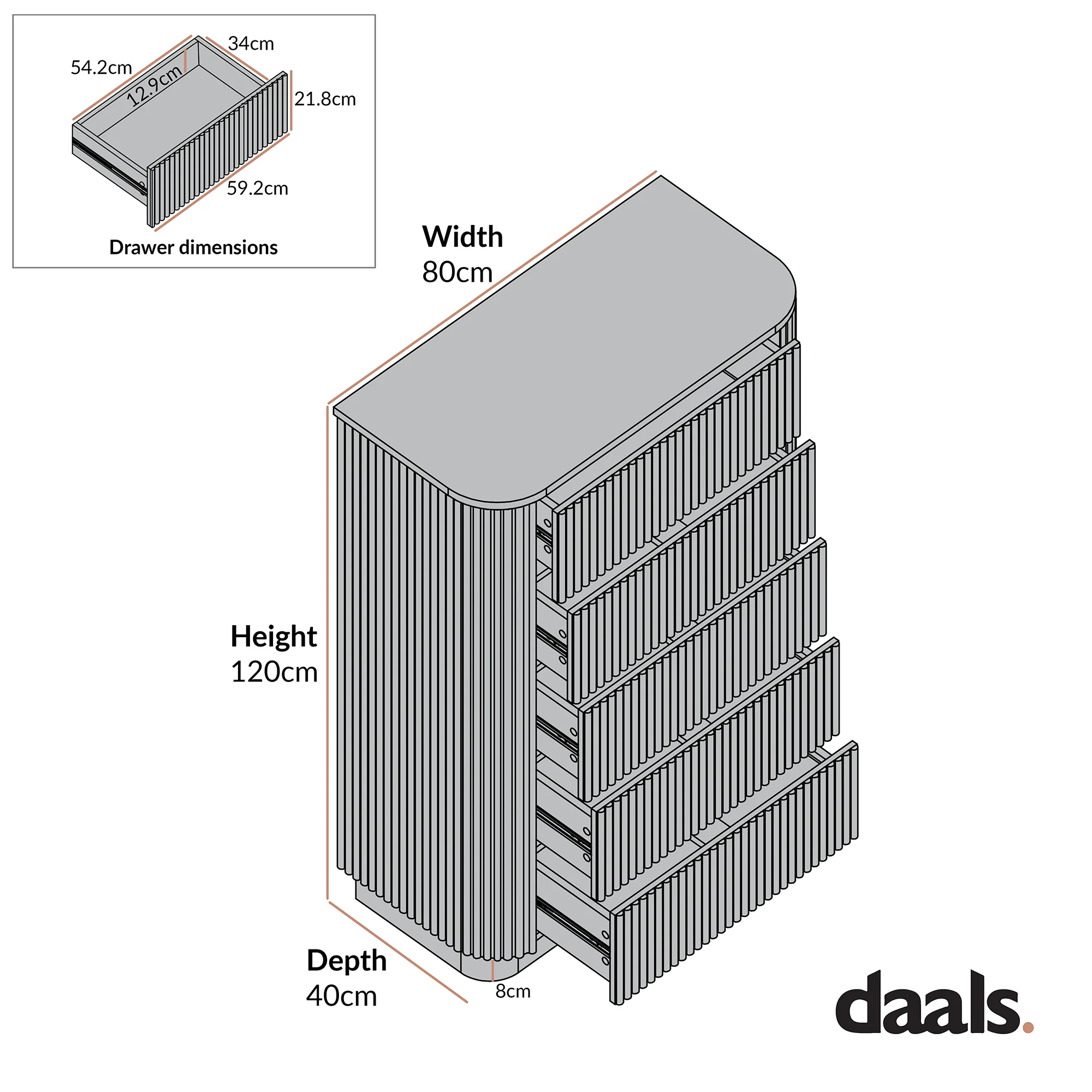 Maru Chest of 5 Drawers, Sage Green - Image 8