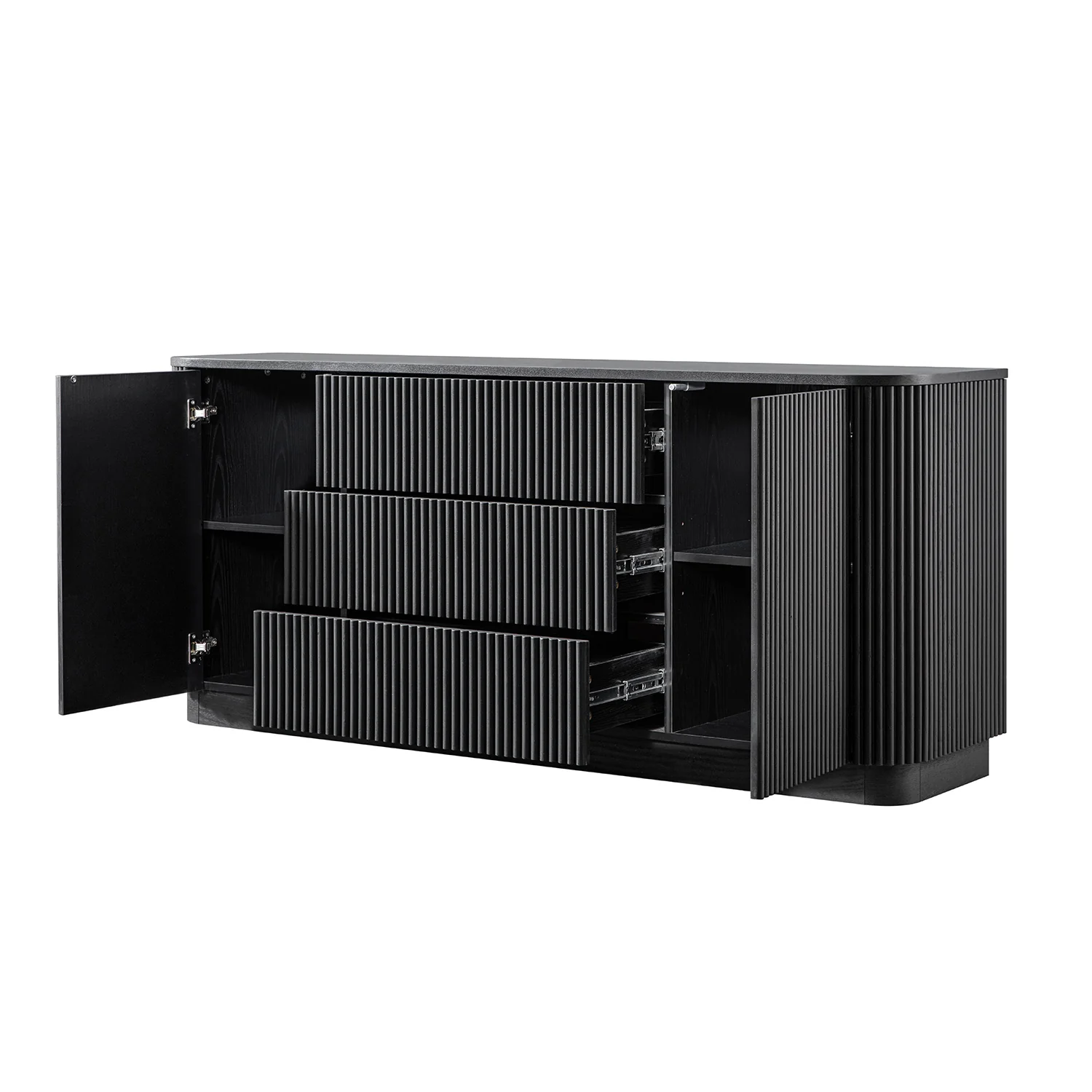 Maru Large 2-Door Sideboard with Drawers, Black - Image 12