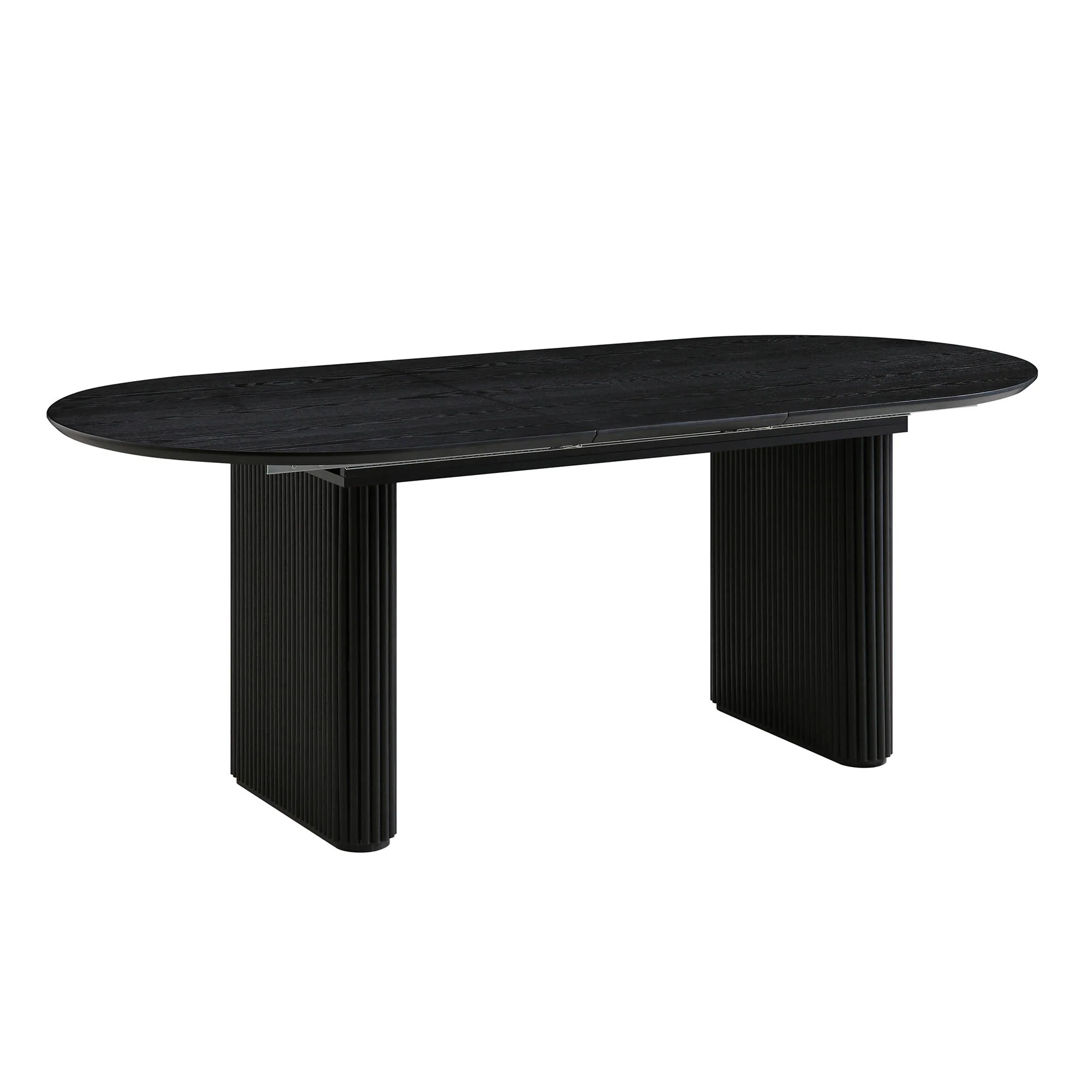 Maru Oval 6-8 Seater Extending Oak Pedestal Dining Table, Black - Image 10