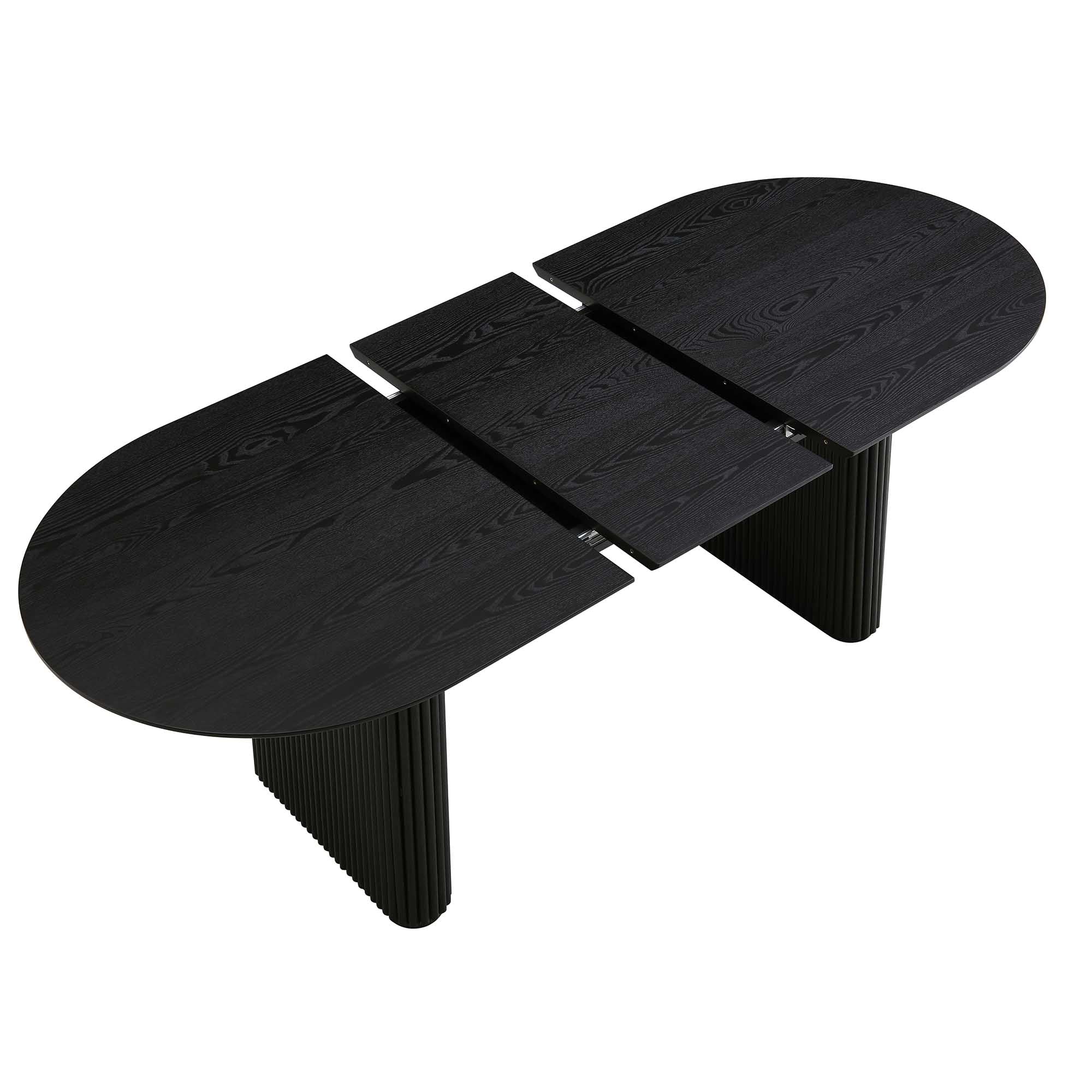 Maru Oval 6-8 Seater Extending Oak Pedestal Dining Table, Black - Image 11