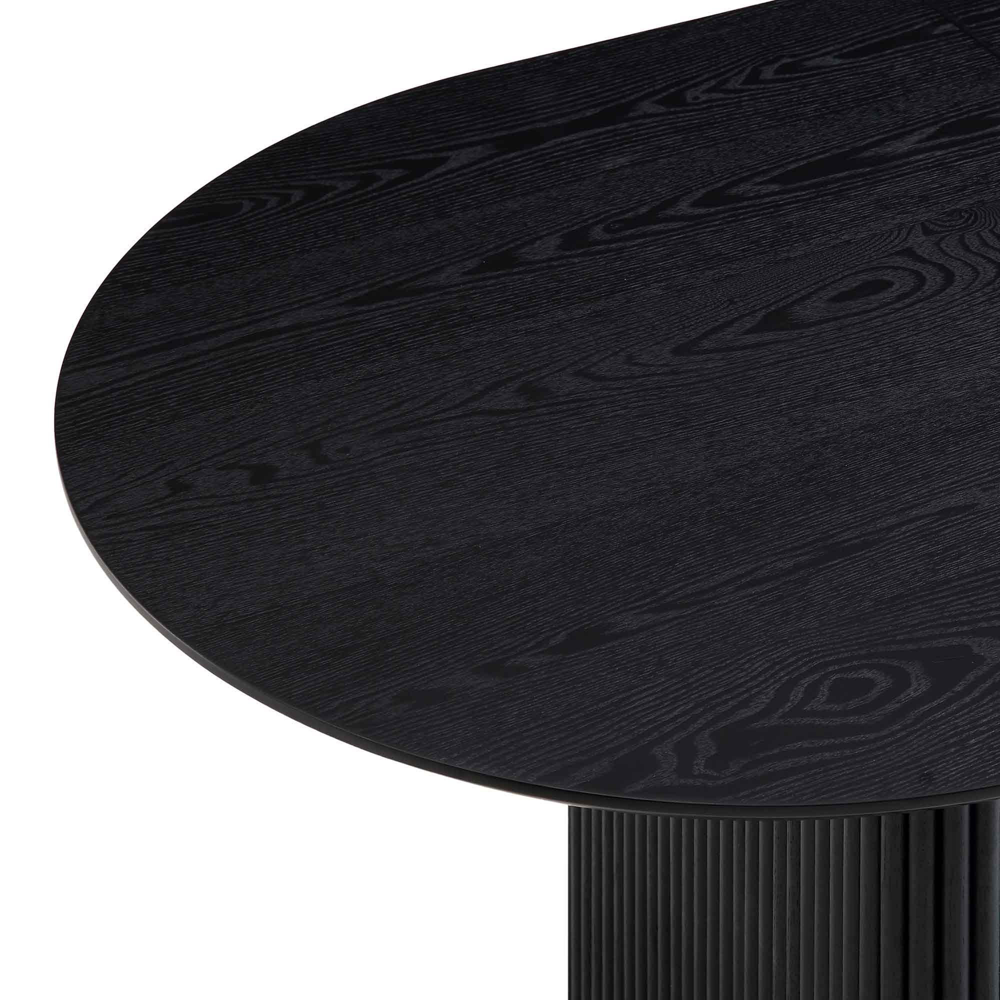 Maru Oval 6-8 Seater Extending Oak Pedestal Dining Table, Black - Image 14