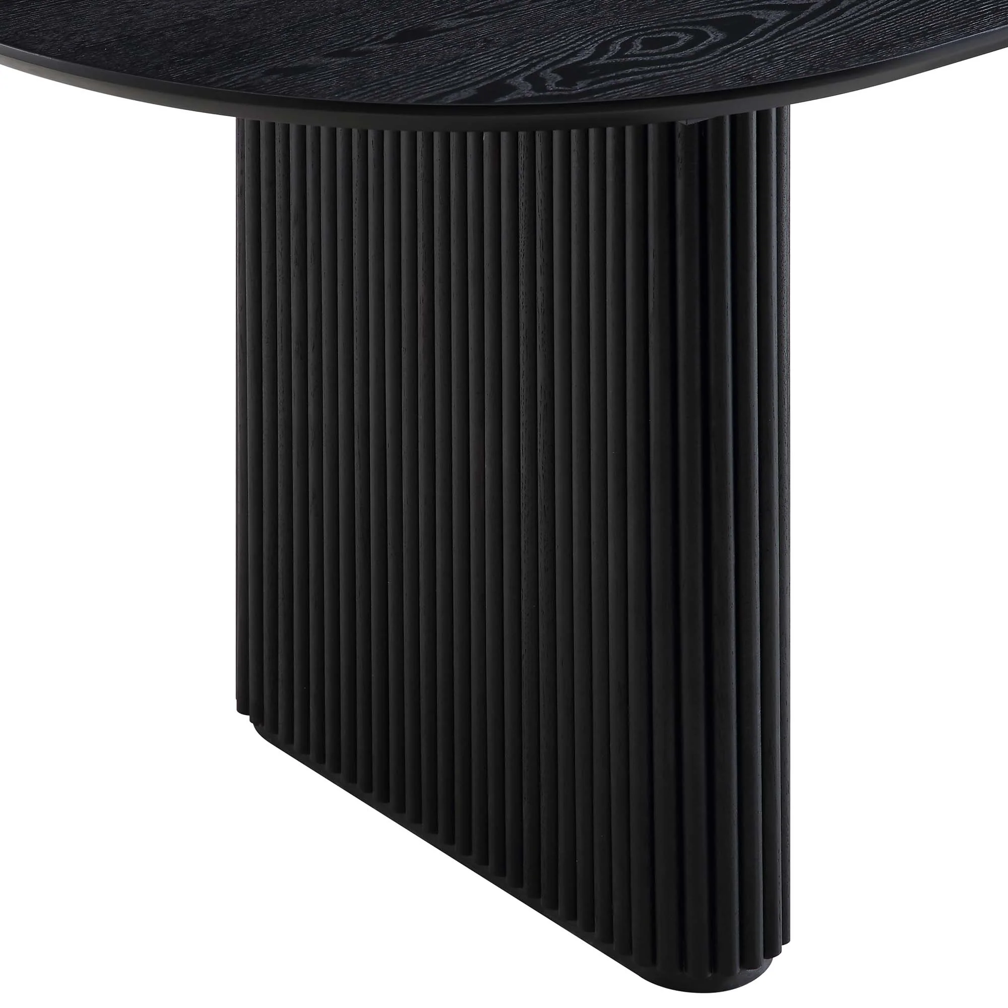 Maru Oval 6-8 Seater Extending Oak Pedestal Dining Table, Black - Image 15