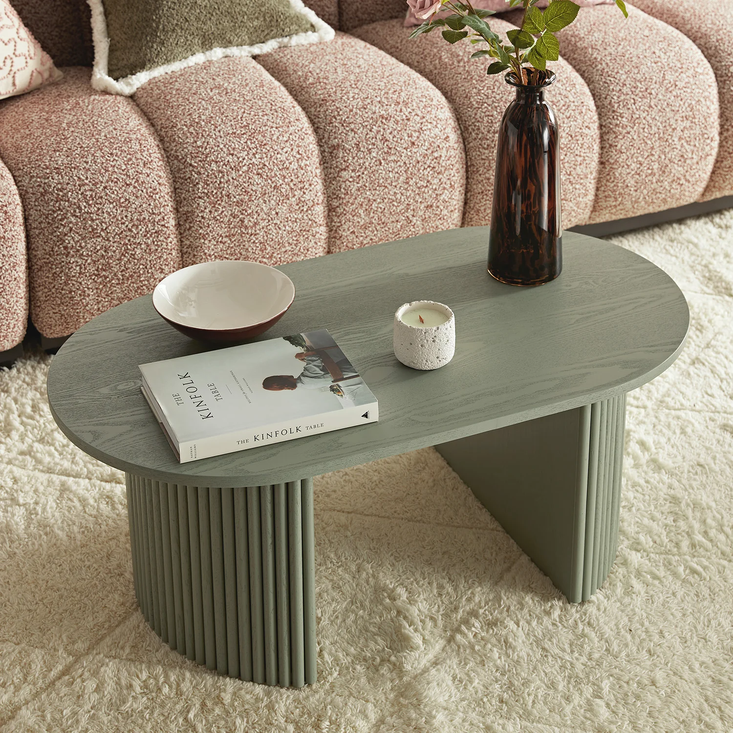 Maru Oval Coffee Table, Sage Green - Image 3