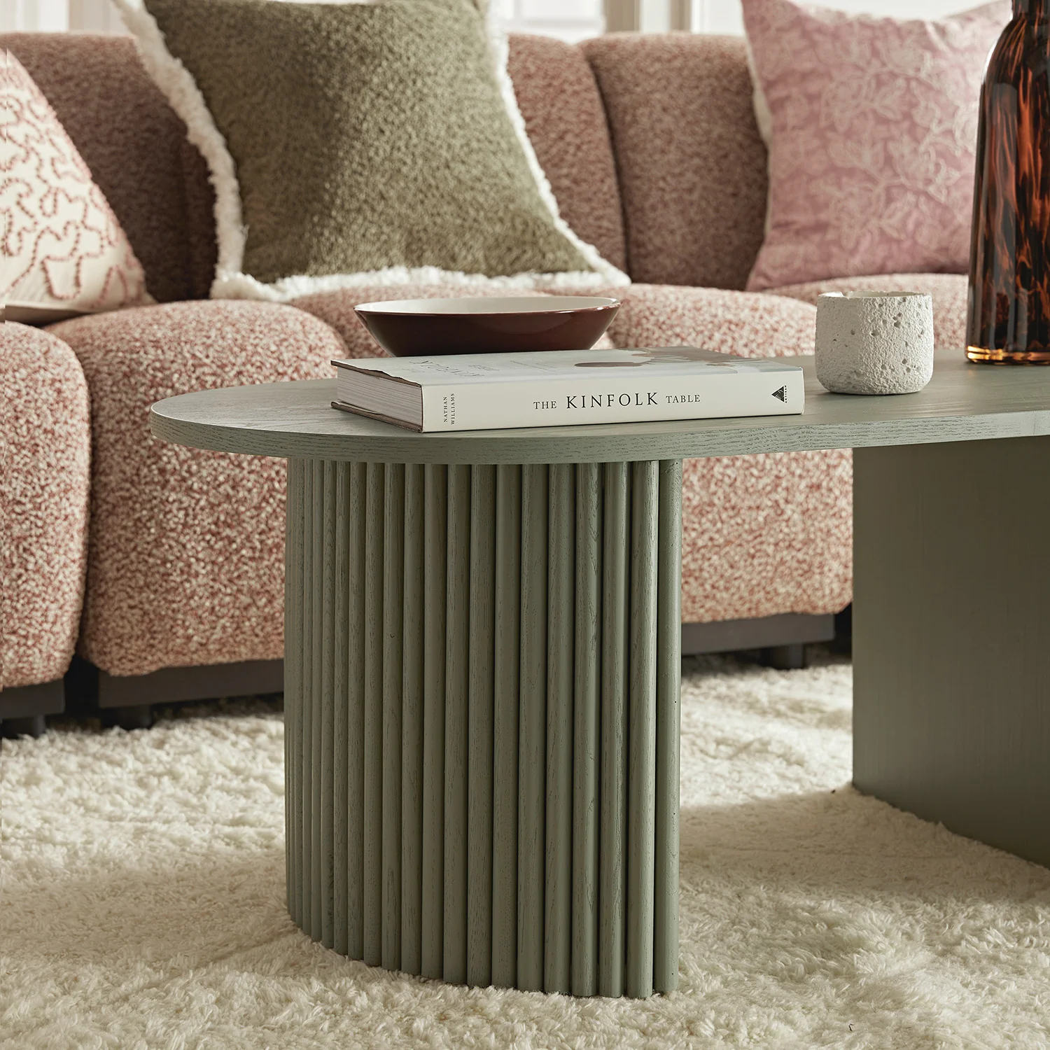 Maru Oval Coffee Table, Sage Green - Image 4
