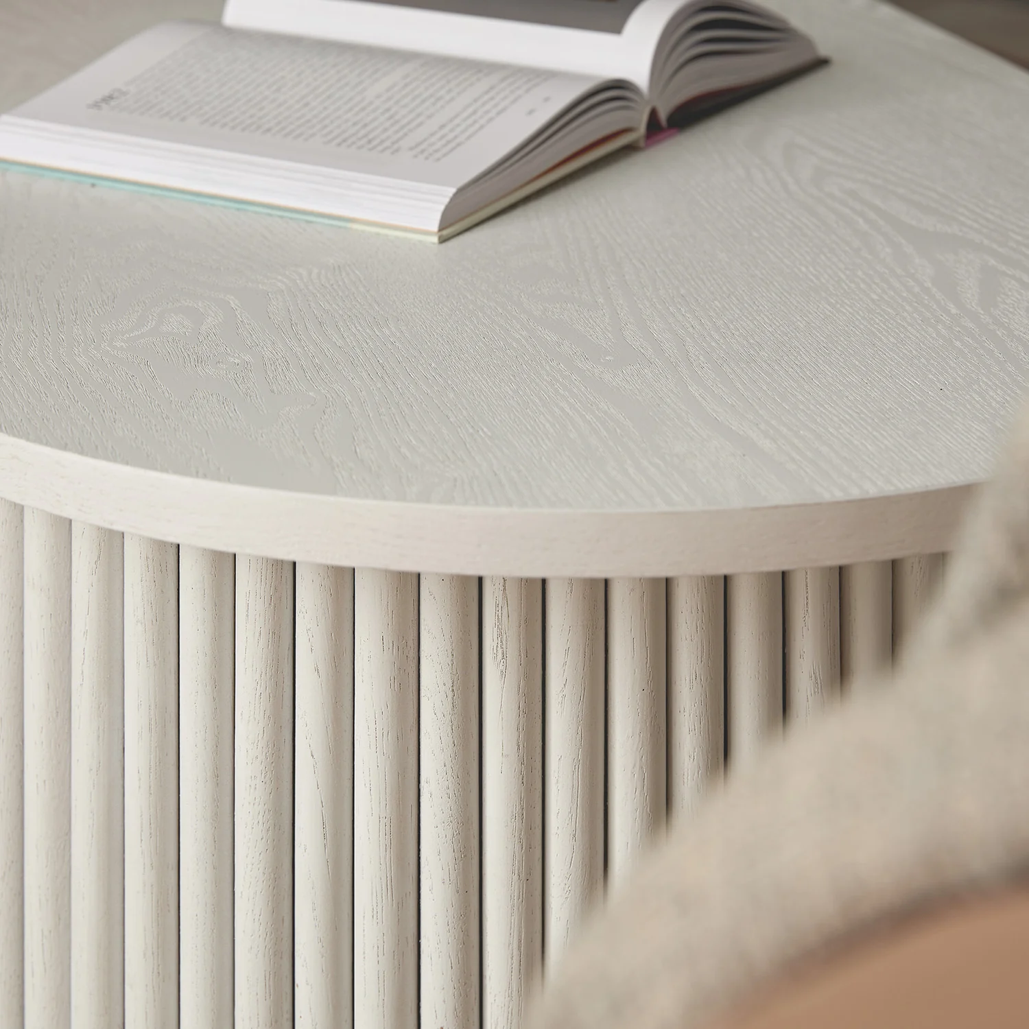 Maru Oval Coffee Table, Washed White - Image 6