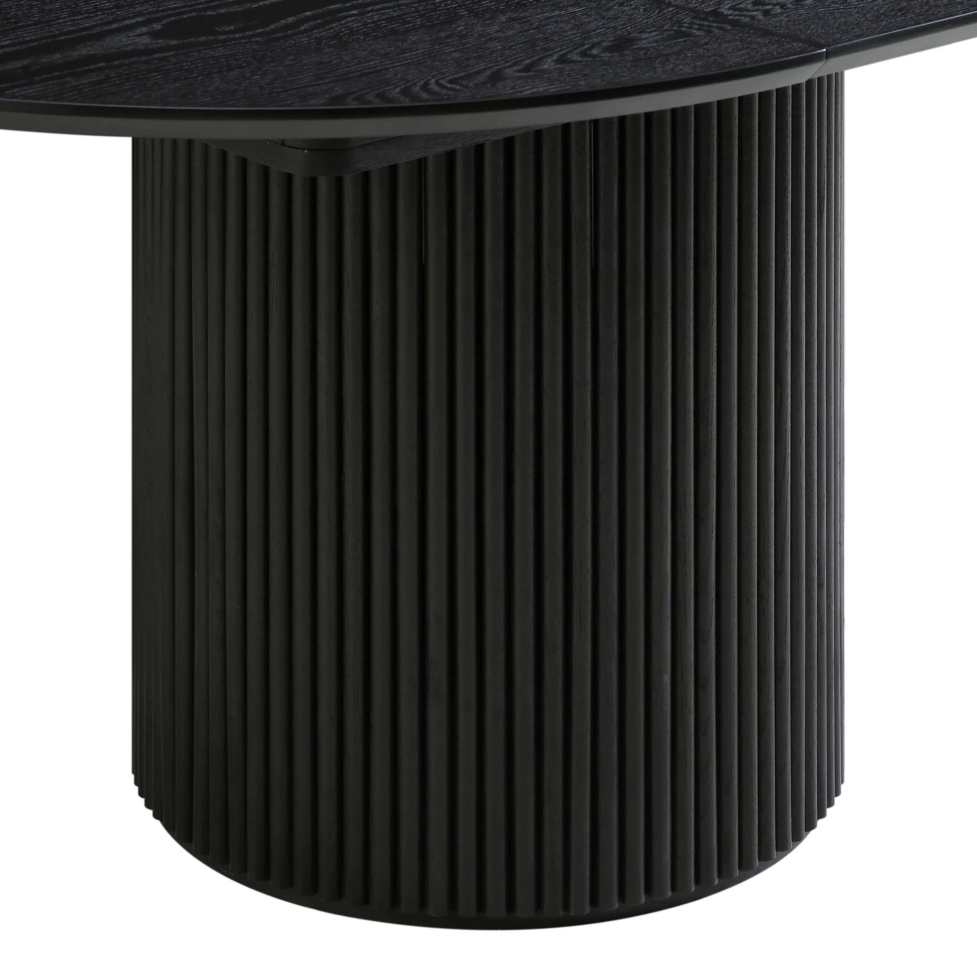 Maru Round 4-6 Seater Extending Oak Pedestal Dining Table, Black - Image 10