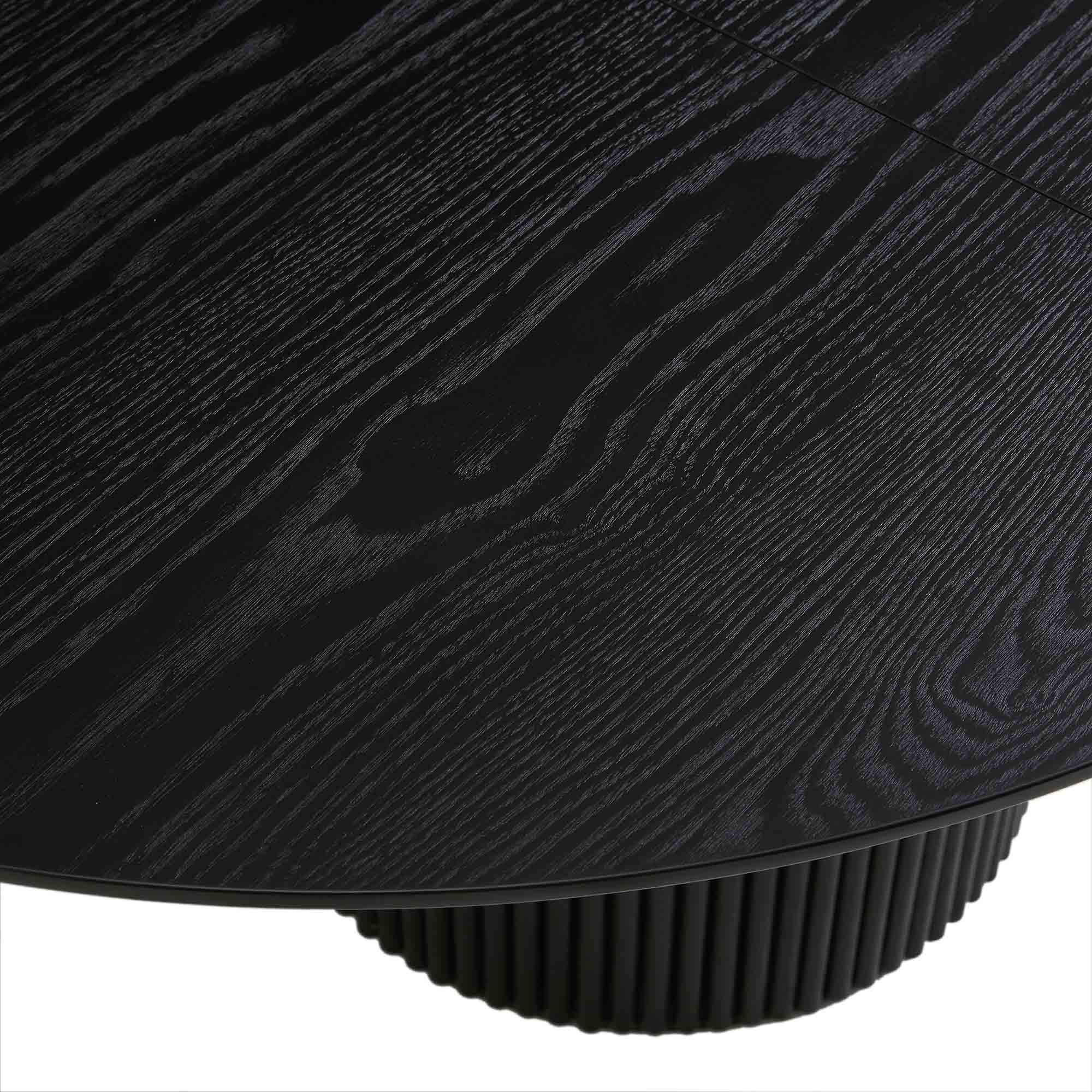 Maru Round 4-6 Seater Extending Oak Pedestal Dining Table, Black - Image 12