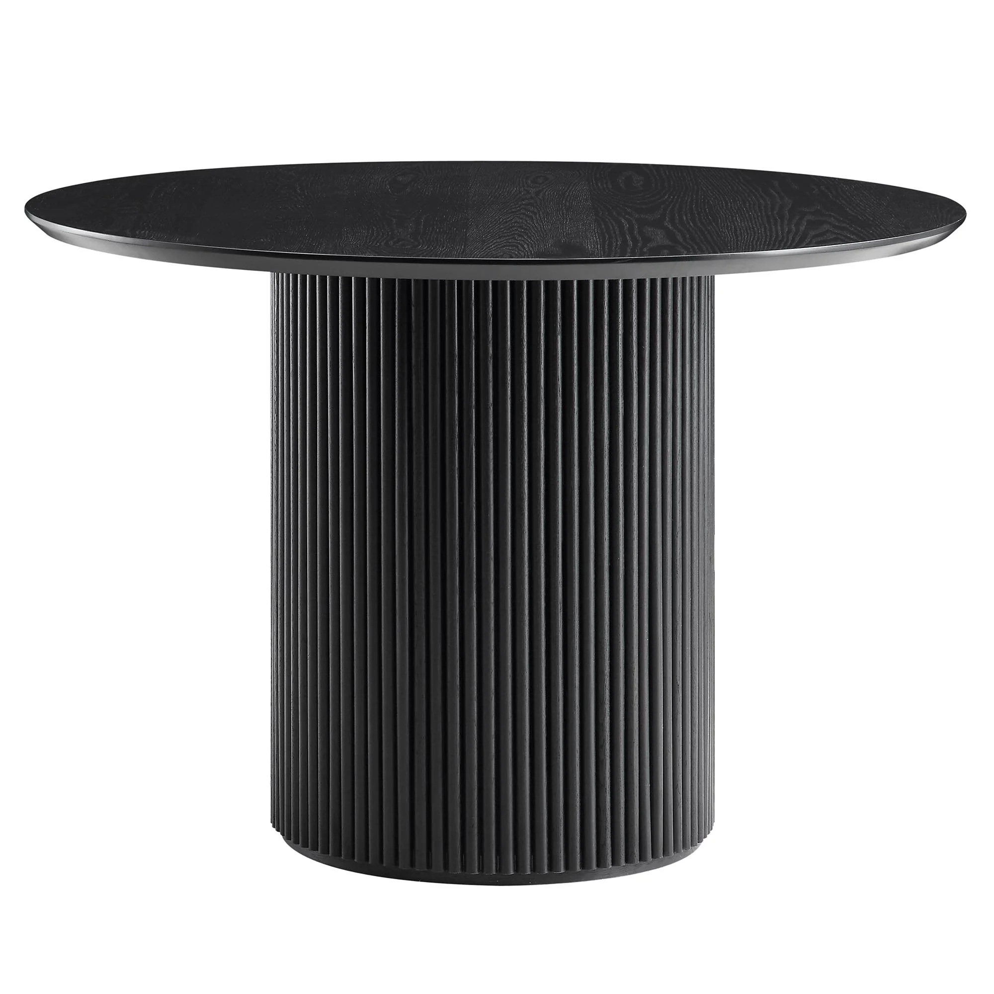 Maru Round Oak Pedestal Dining Table, Black - Image 3