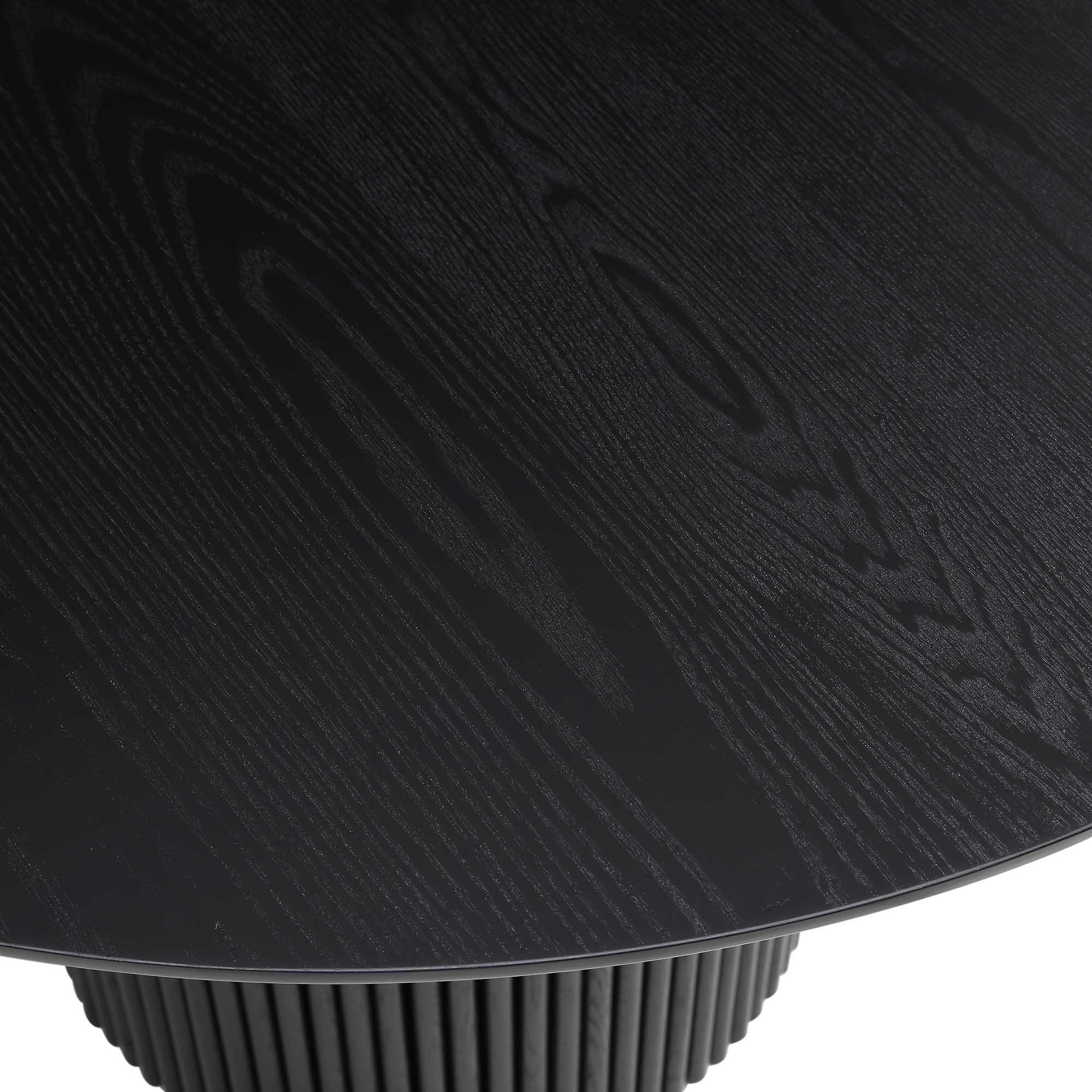 Maru Round Oak Pedestal Dining Table, Black - Image 9