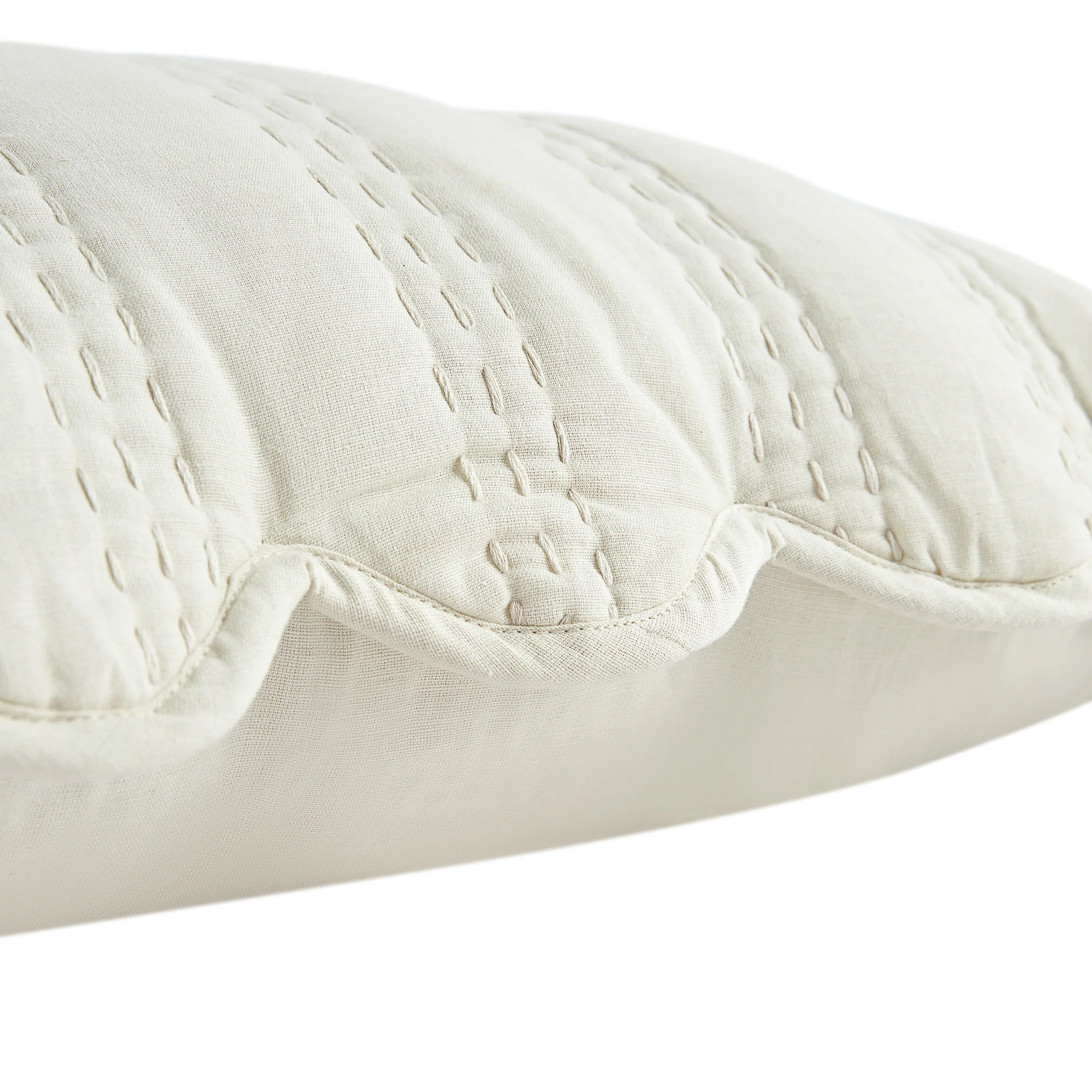 Matilda Cream Scallop Quilted Linen Blend Continental Square Pillowcases - Pair - Image 6