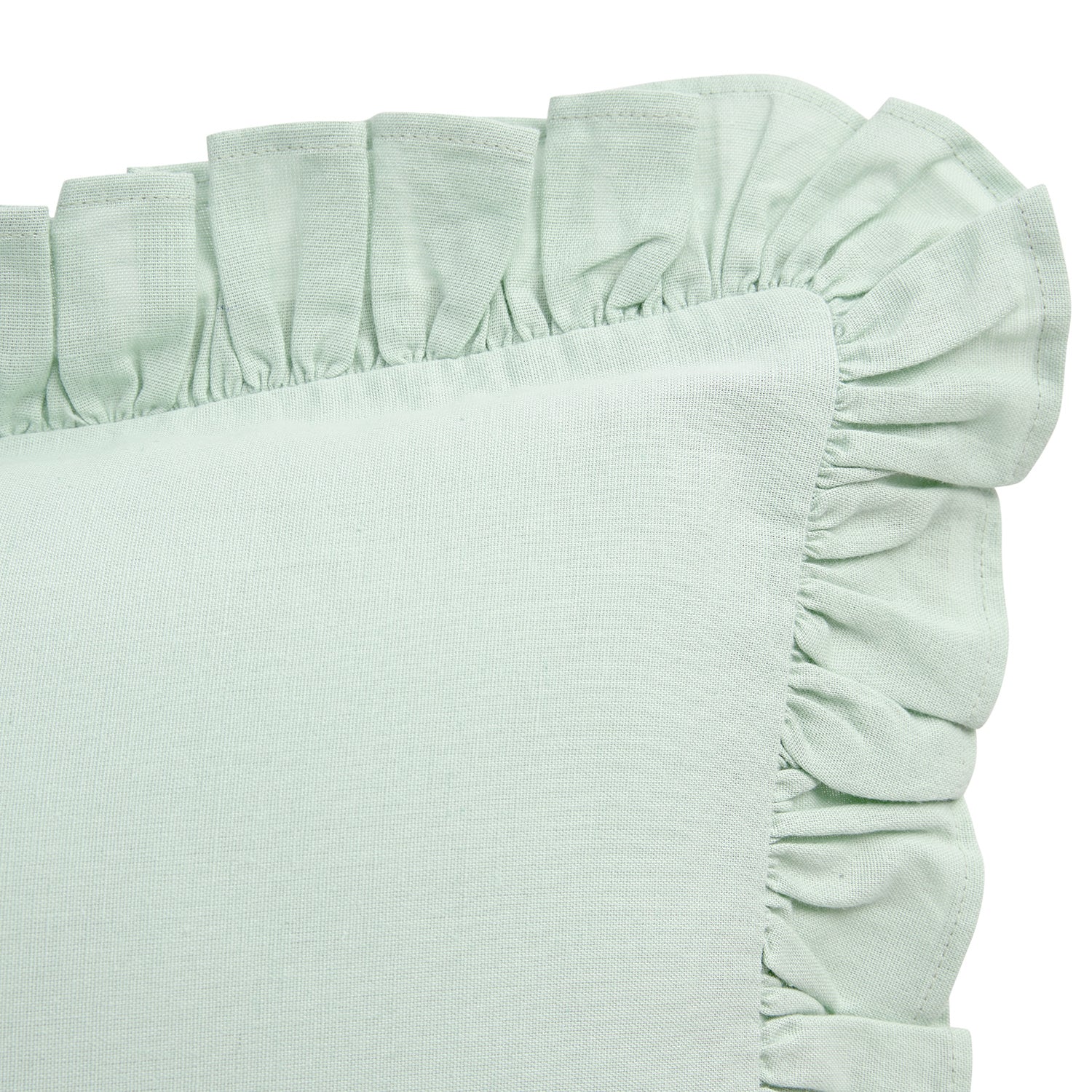 Matilda Seafoam Green Ruffle Linen Blend Duvet Set - Image 4