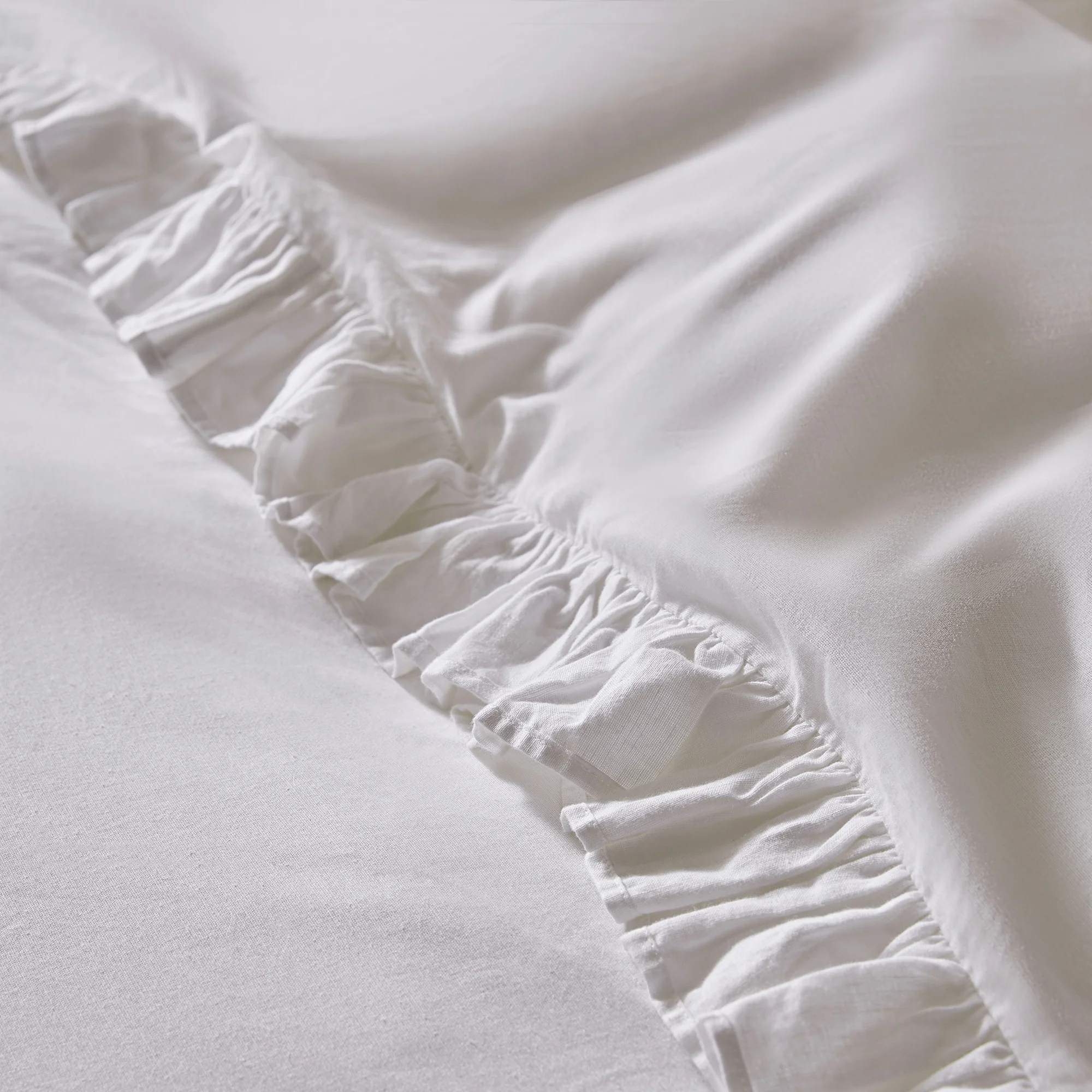 Matilda White Ruffle Linen Blend Duvet Set - Image 5