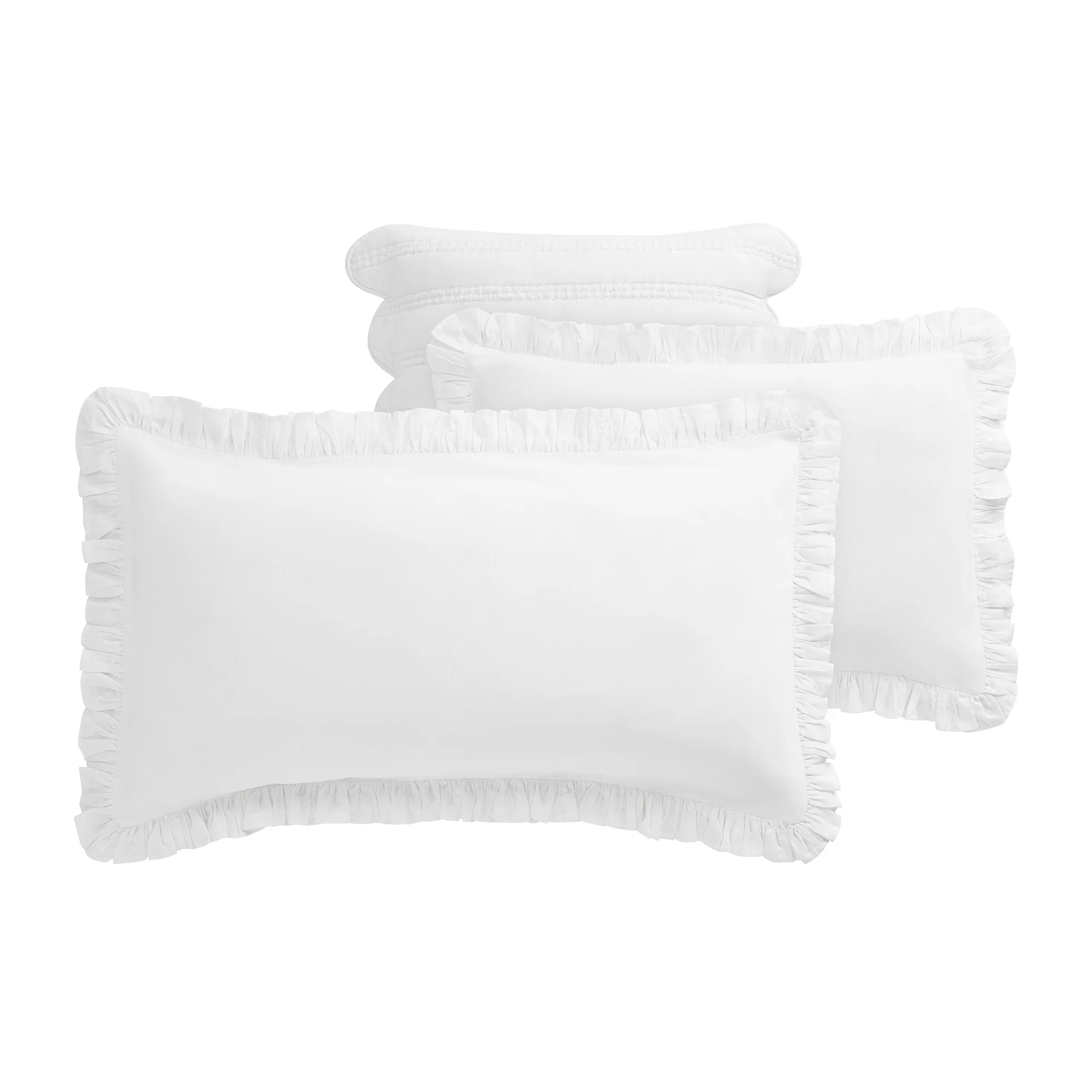 Matilda White Ruffle Linen Blend Pillowcases - Pair - Image 3