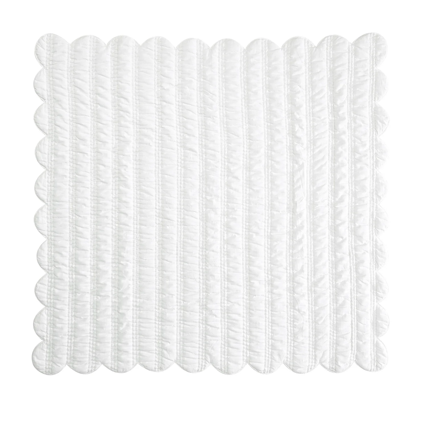 Matilda White Scallop Quilted Linen Blend Bedspread - Image 9