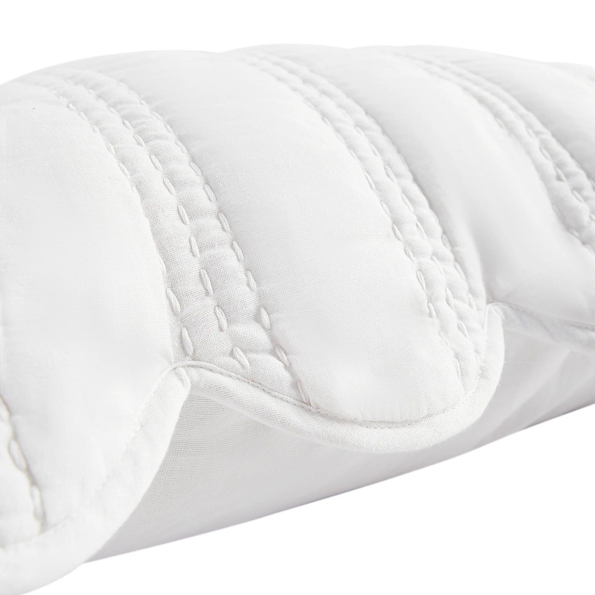 Matilda White Scallop Quilted Linen Blend Continental Square Pillowcases - Pair - Image 3