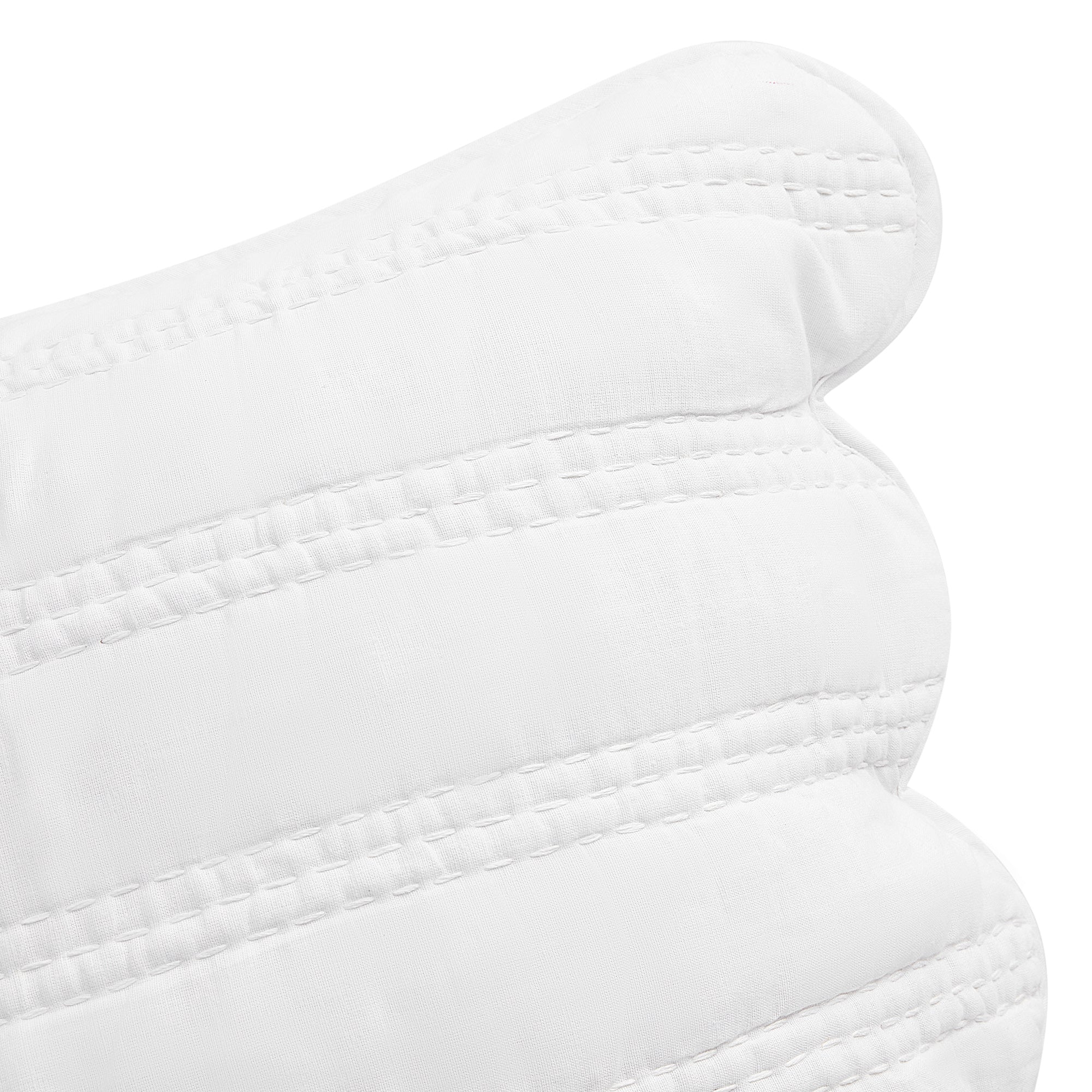 Matilda White Scallop Quilted Linen Blend Continental Square Pillowcases - Pair - Image 5
